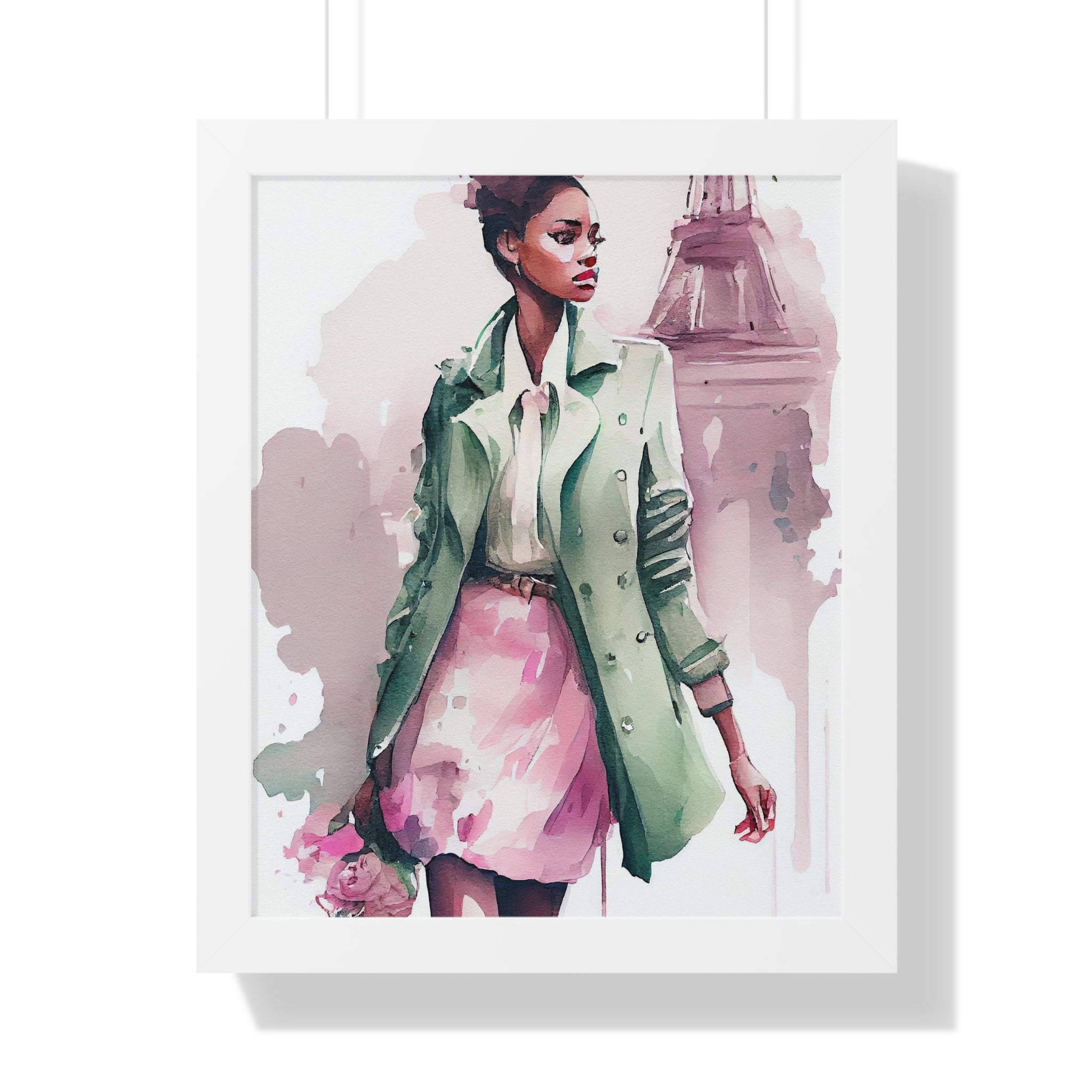 "BLACK WOMAN PARIS STREETS" Framed Vertical Poster