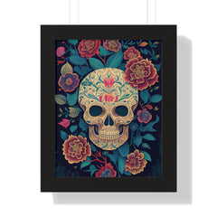 "BEIGE CHINOISERIE SUGAR SKULL" Framed Vertical Poster