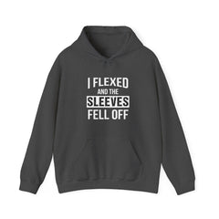 "I Flexed And The Sleeves Fell Off" Unisex Heavy Blend™ Hooded Sweatshirt