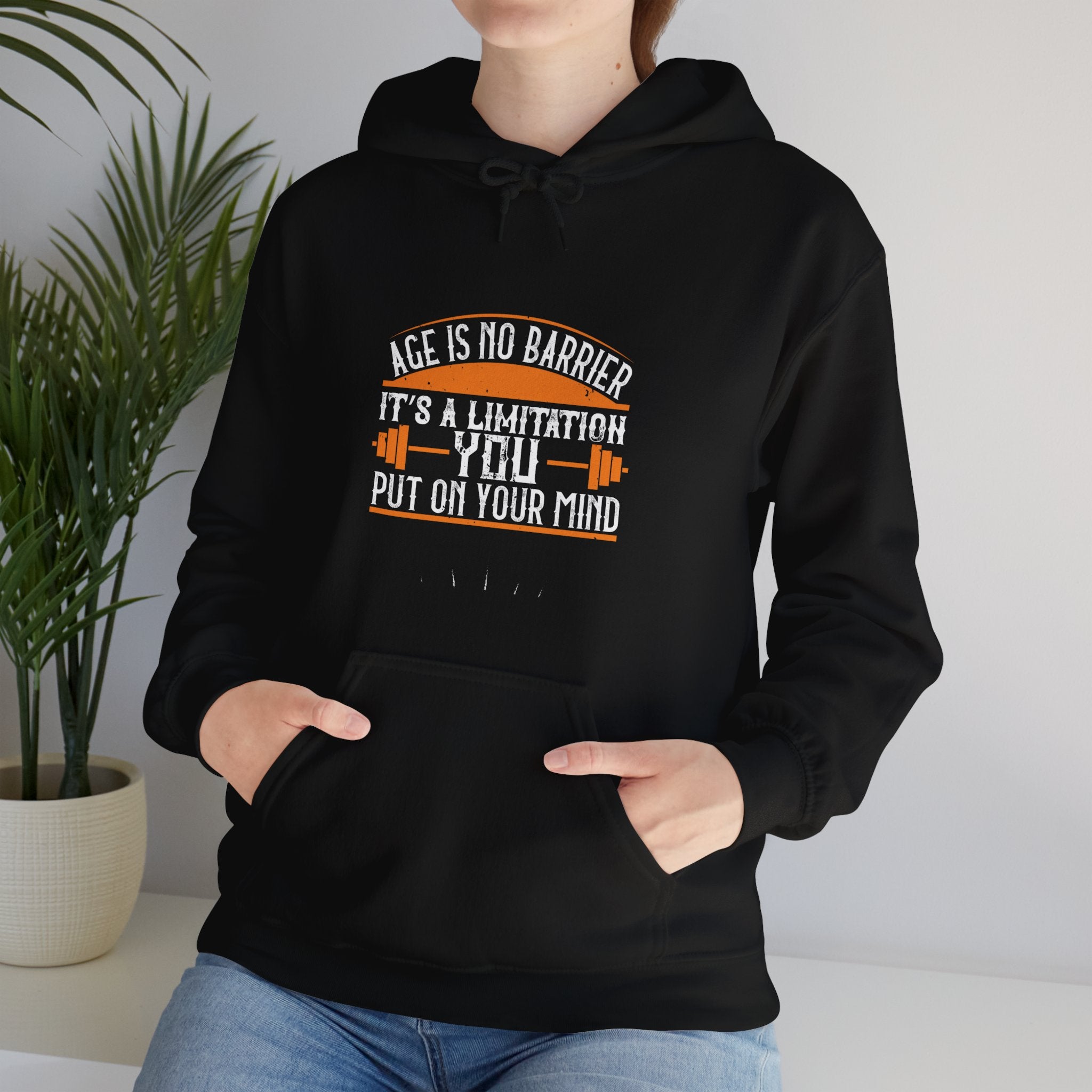 "Age Is No Barrier Its A Limitation You Put On Your Mind"  Unisex Heavy Blend™ Hooded Sweatshirt