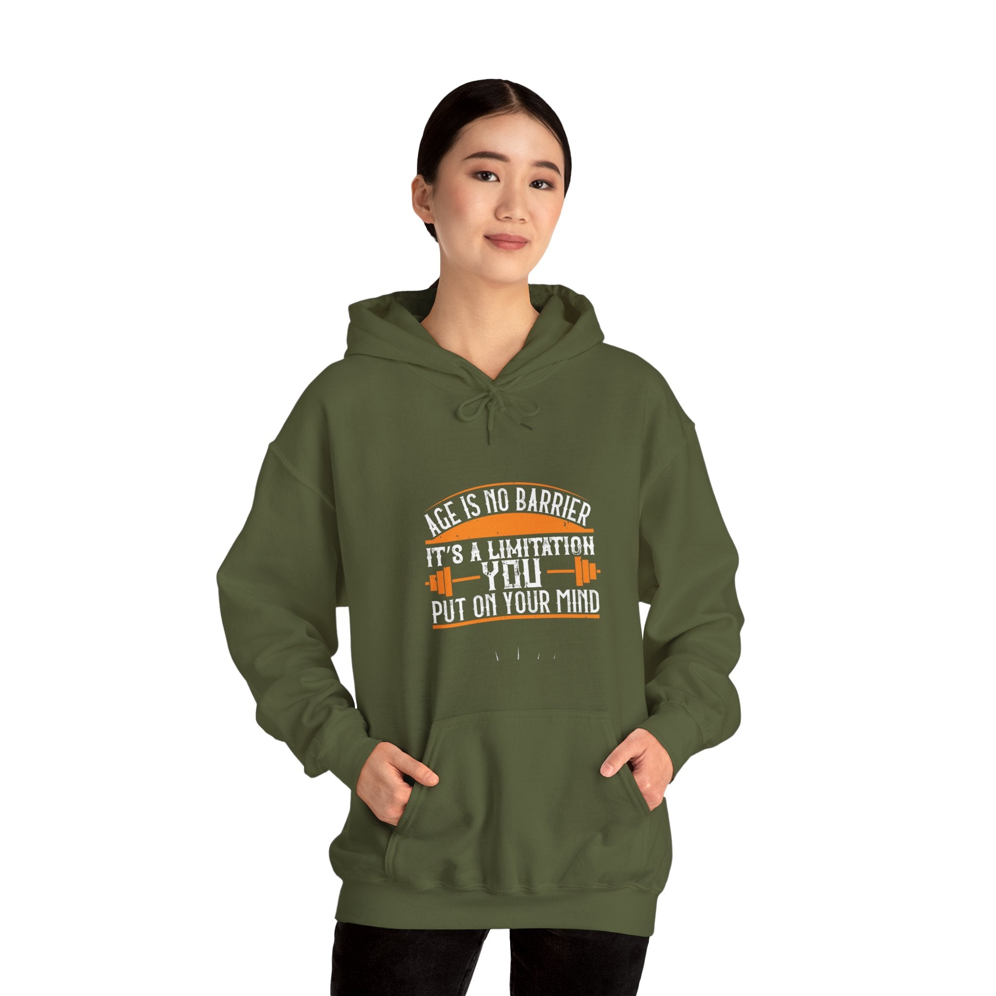 "Age Is No Barrier Its A Limitation You Put On Your Mind"  Unisex Heavy Blend™ Hooded Sweatshirt