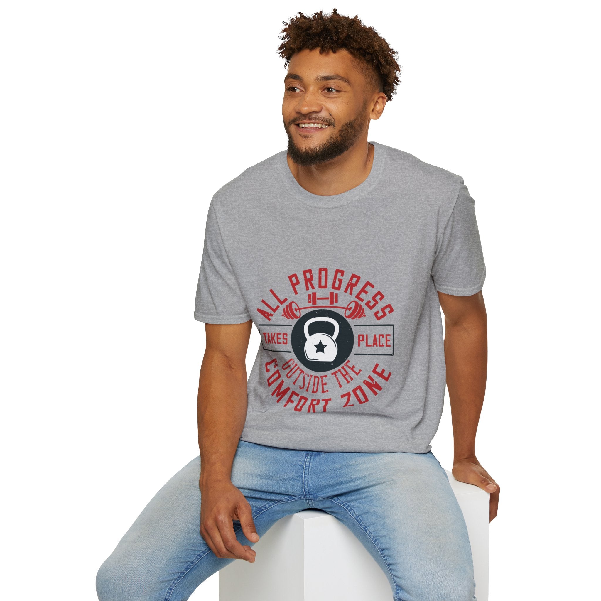 "All ProgressTakes Place Outside Of Comfort Zone" Unisex Soft style T-Shirt