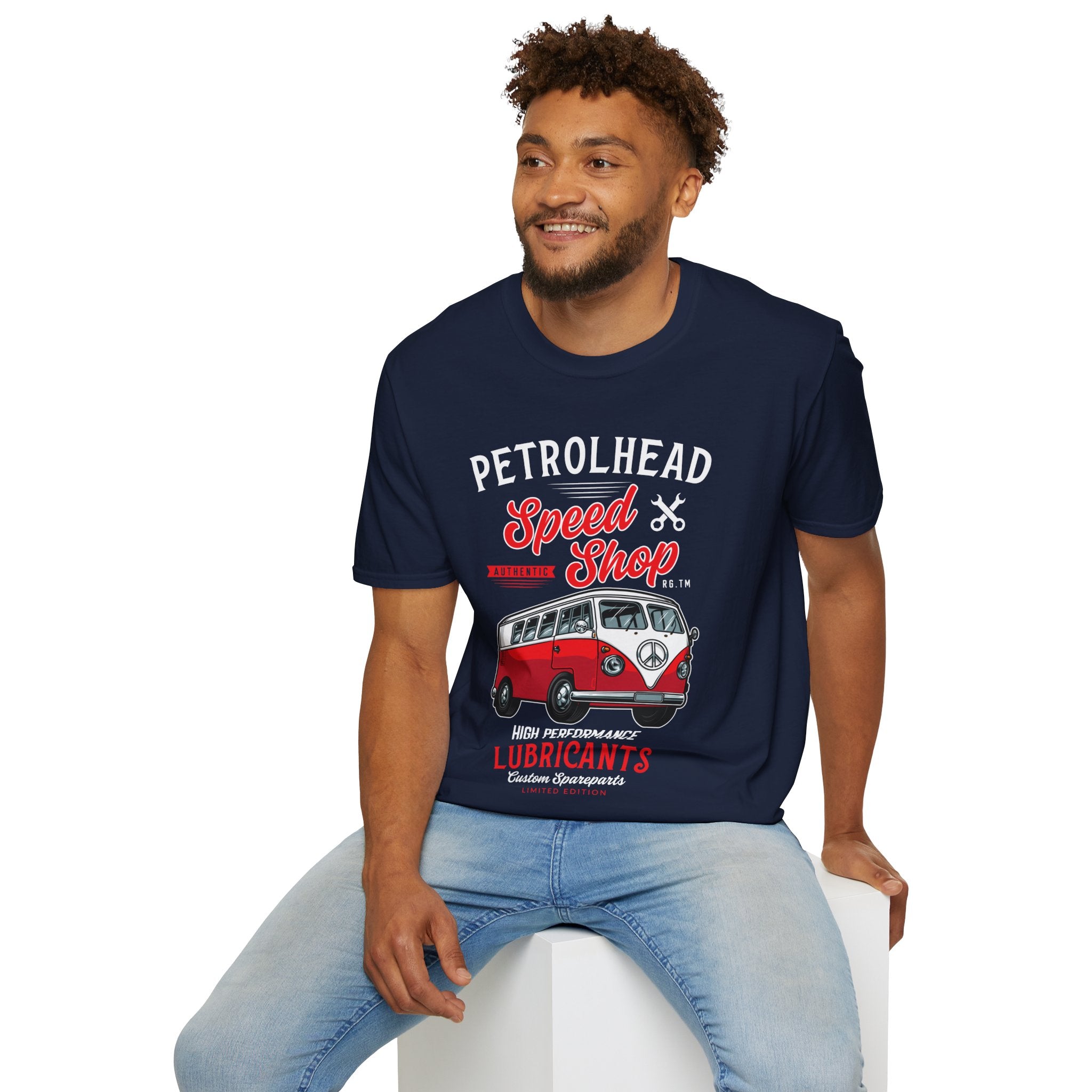 "PETROLHEAD SPEED SHOP LUBRICANTS" Unisex Soft style T-Shirt