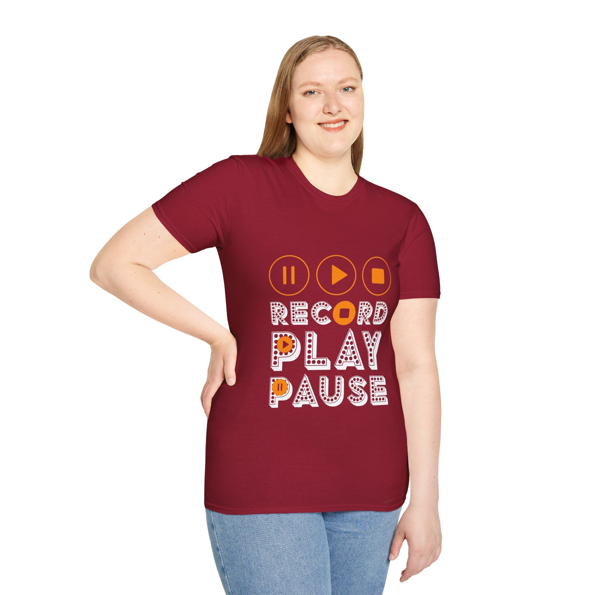 "Record Play Pause" Unisex Soft style T-Shirt