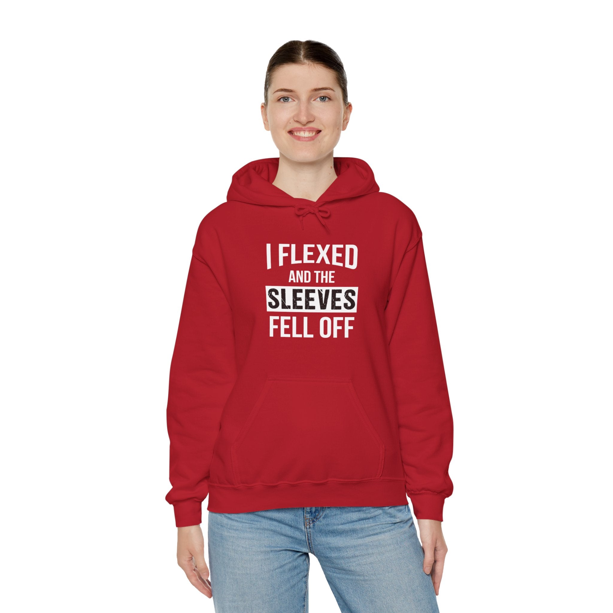 "I Flexed And The Sleeves Fell Off" Unisex Heavy Blend™ Hooded Sweatshirt