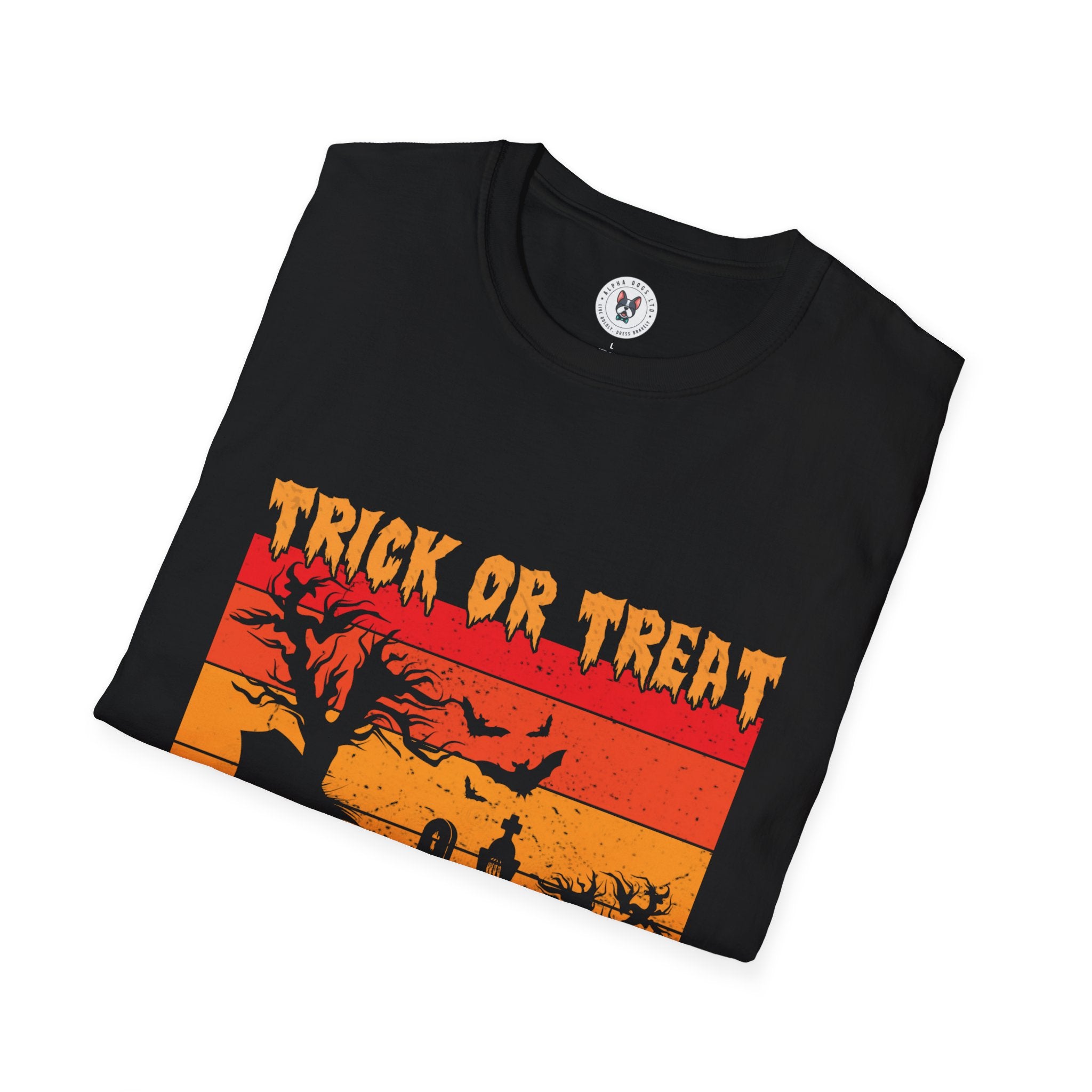 "TRICK OR TREAT HAPPY HALLOWEEN" Unisex Soft style T-Shirt