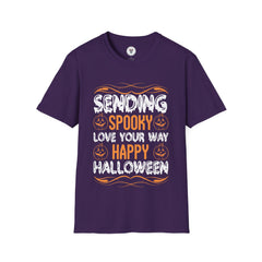 "SENDING SPOOKY LOVE YOUR WAY HAPPY HALLOWEEN" Unisex Soft style T-Shirt