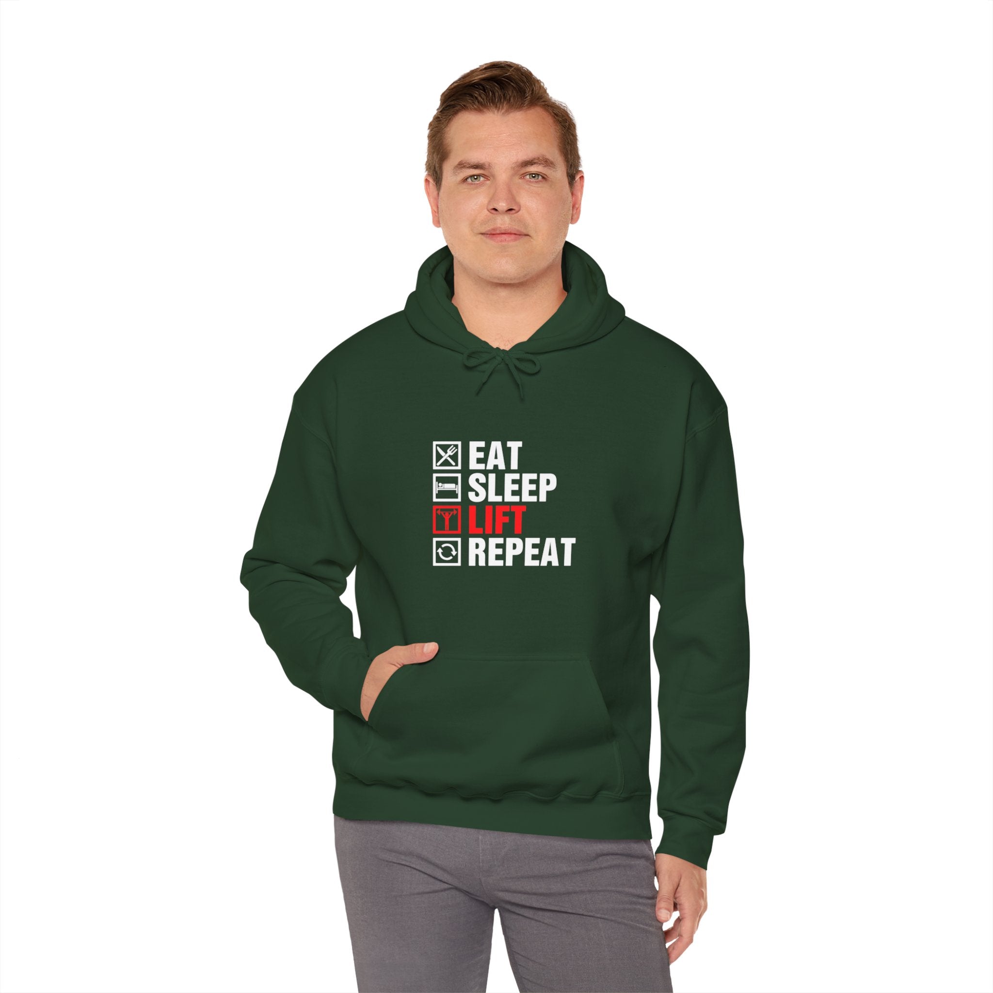 "Eat Sleep Lift Repeat" Unisex Heavy Blend™ Hooded Sweatshirt