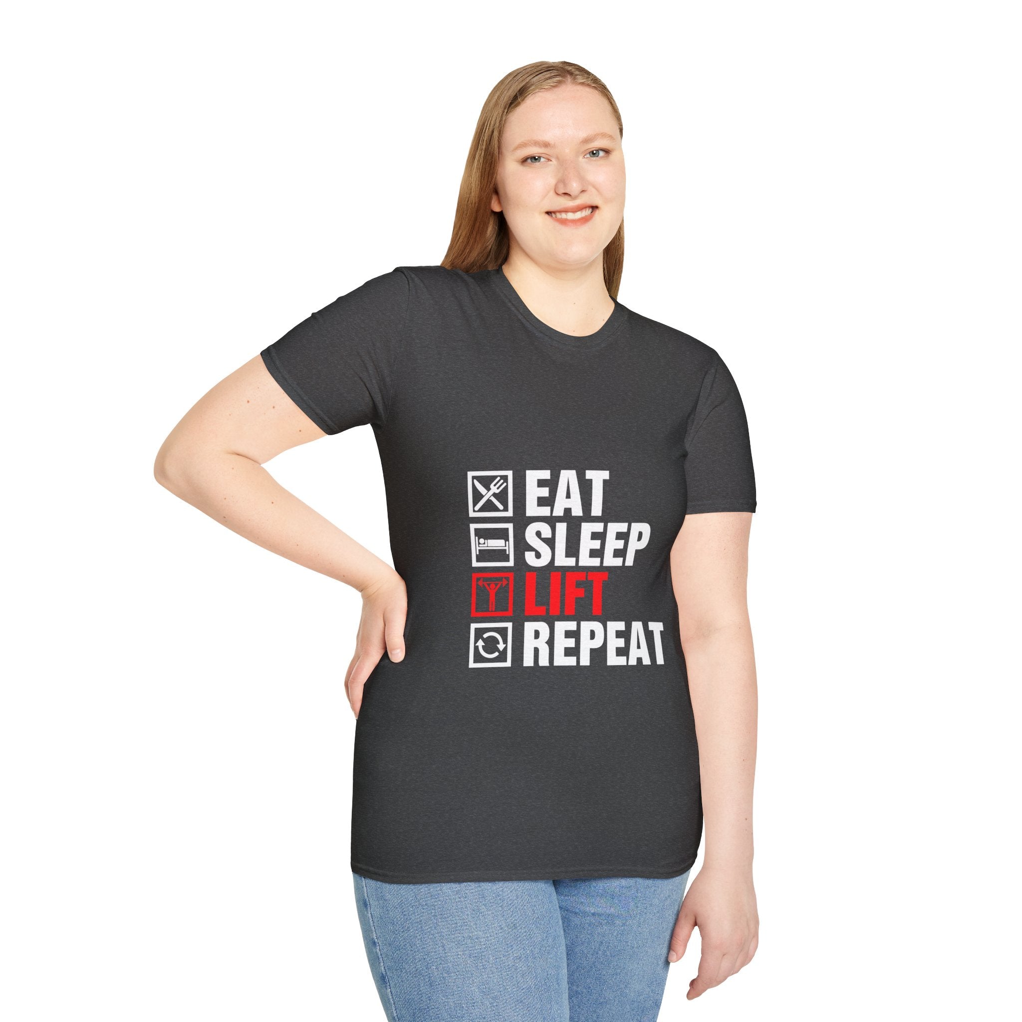 "Eat Sleep Lift Repeat" Unisex Soft Style T-Shirt