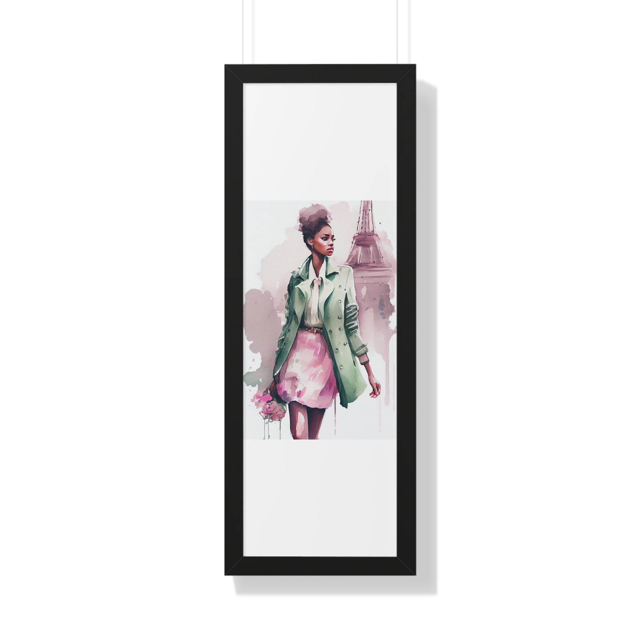 "BLACK WOMAN PARIS STREETS" Framed Vertical Poster