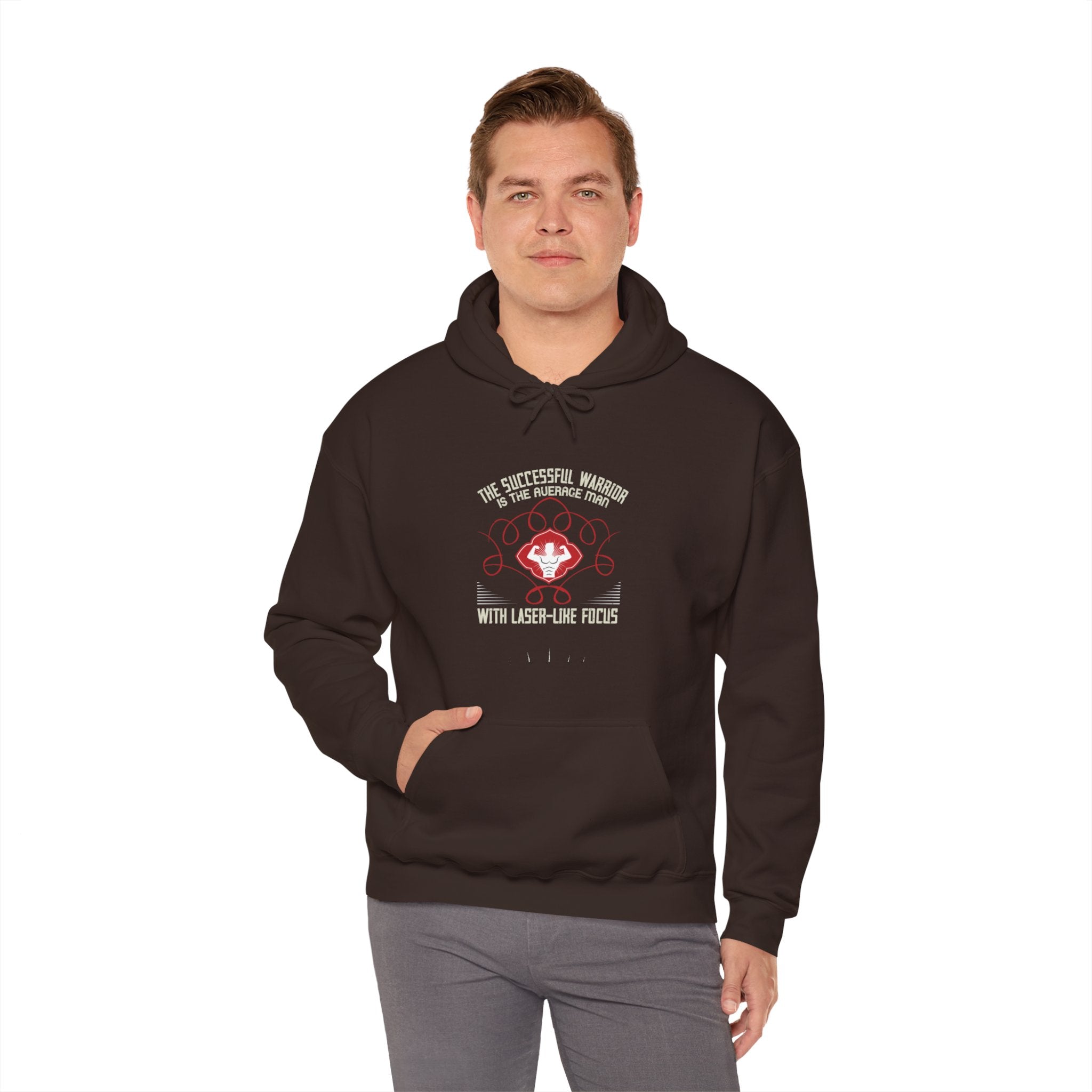 "The successful warrior is the average man, with laser-like focus" Unisex Heavy Blend™ Hooded Sweatshirt