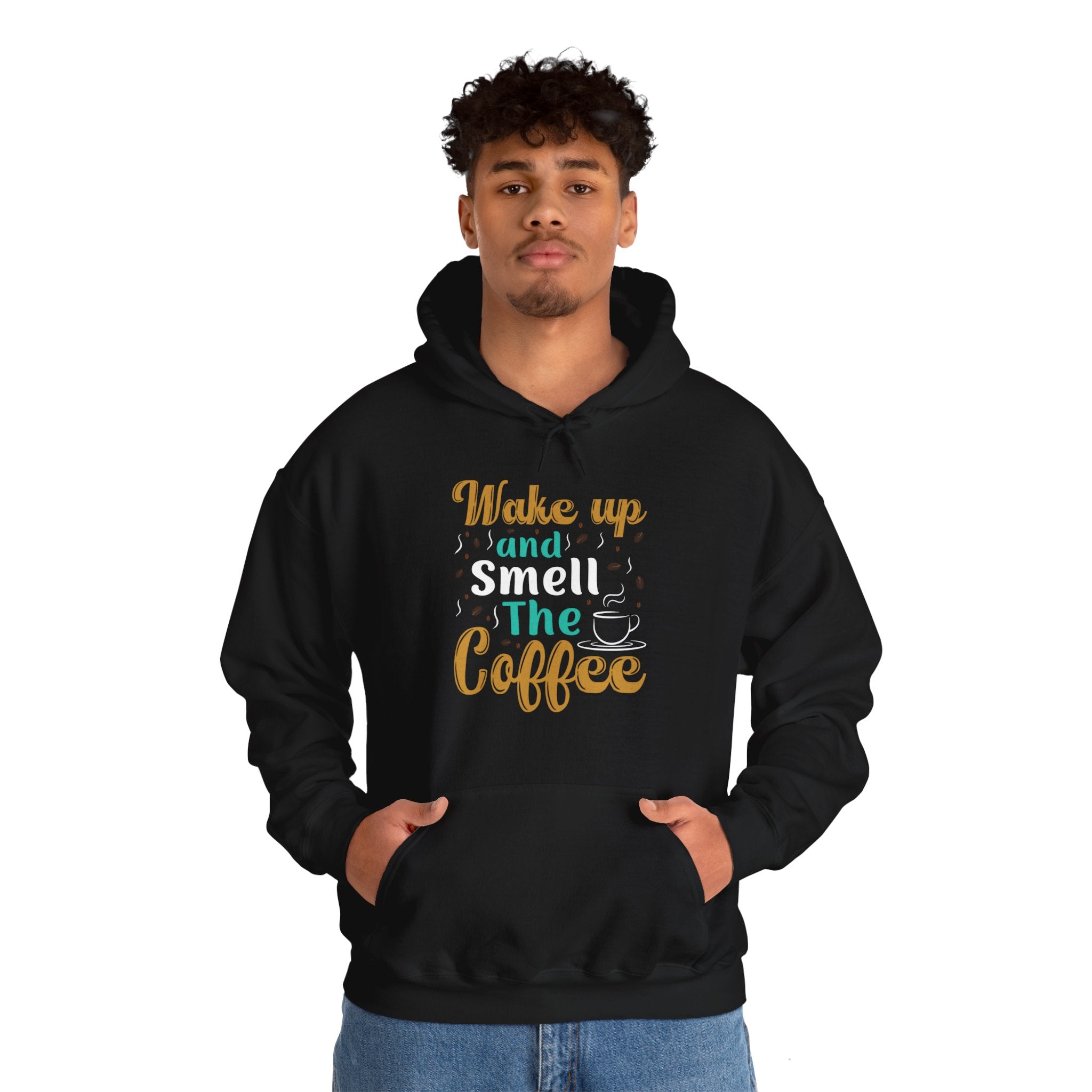 "WAKE UP AND SMELL THE COFFEE" Unisex Heavy Blend™ Hooded Sweatshirt