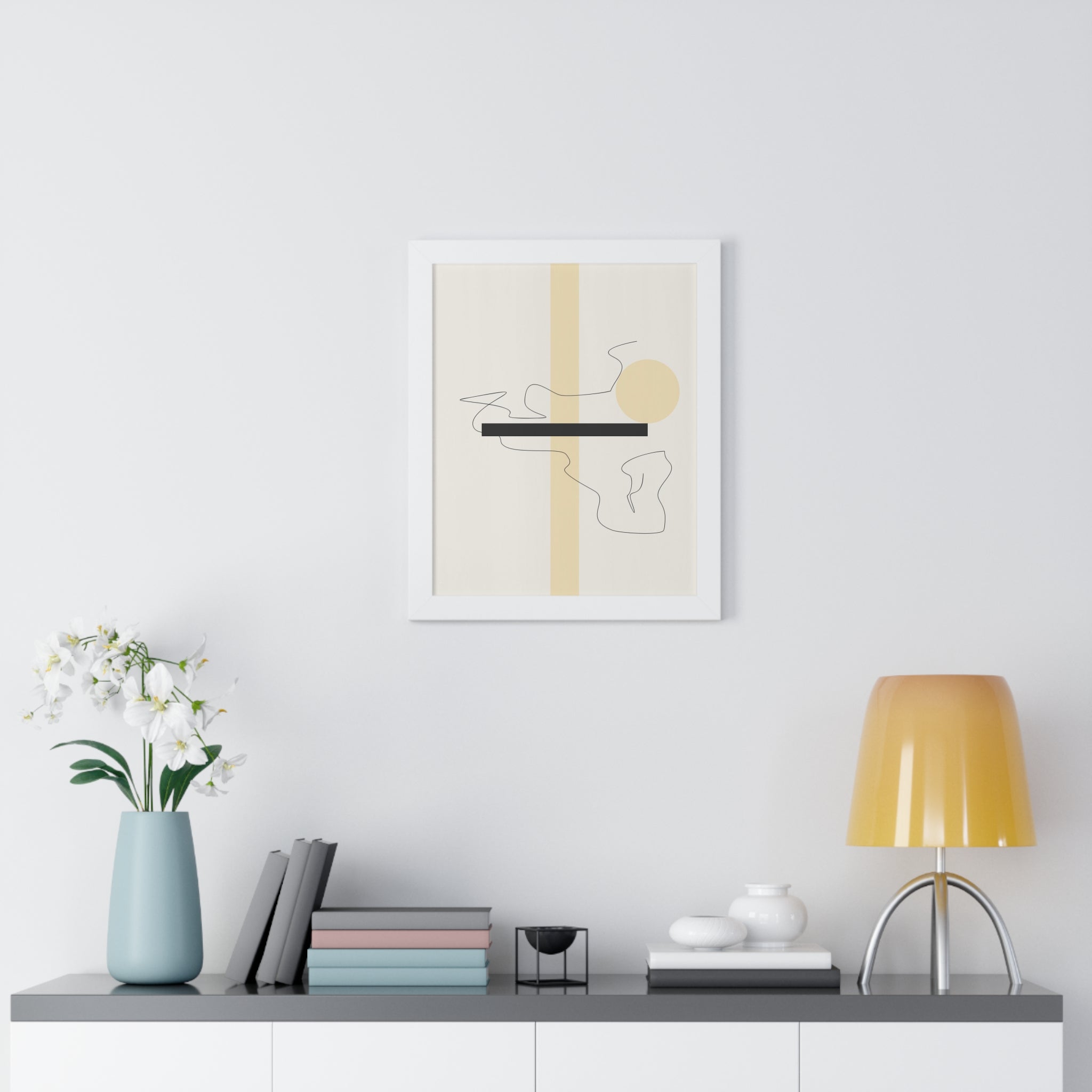 "ABSTRACT NEUTRAL" Framed Vertical Poster