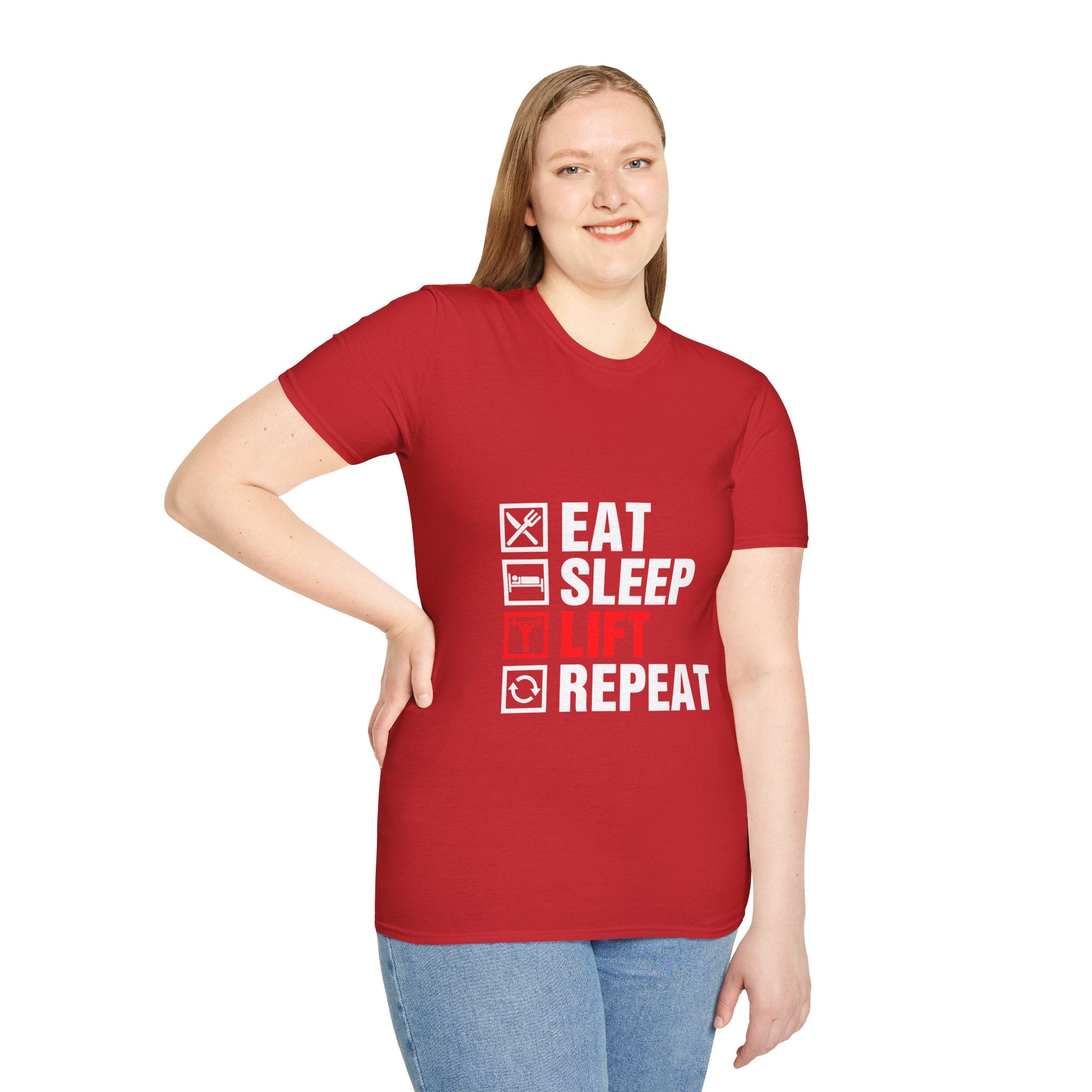 "Eat Sleep Lift Repeat" Unisex Soft Style T-Shirt