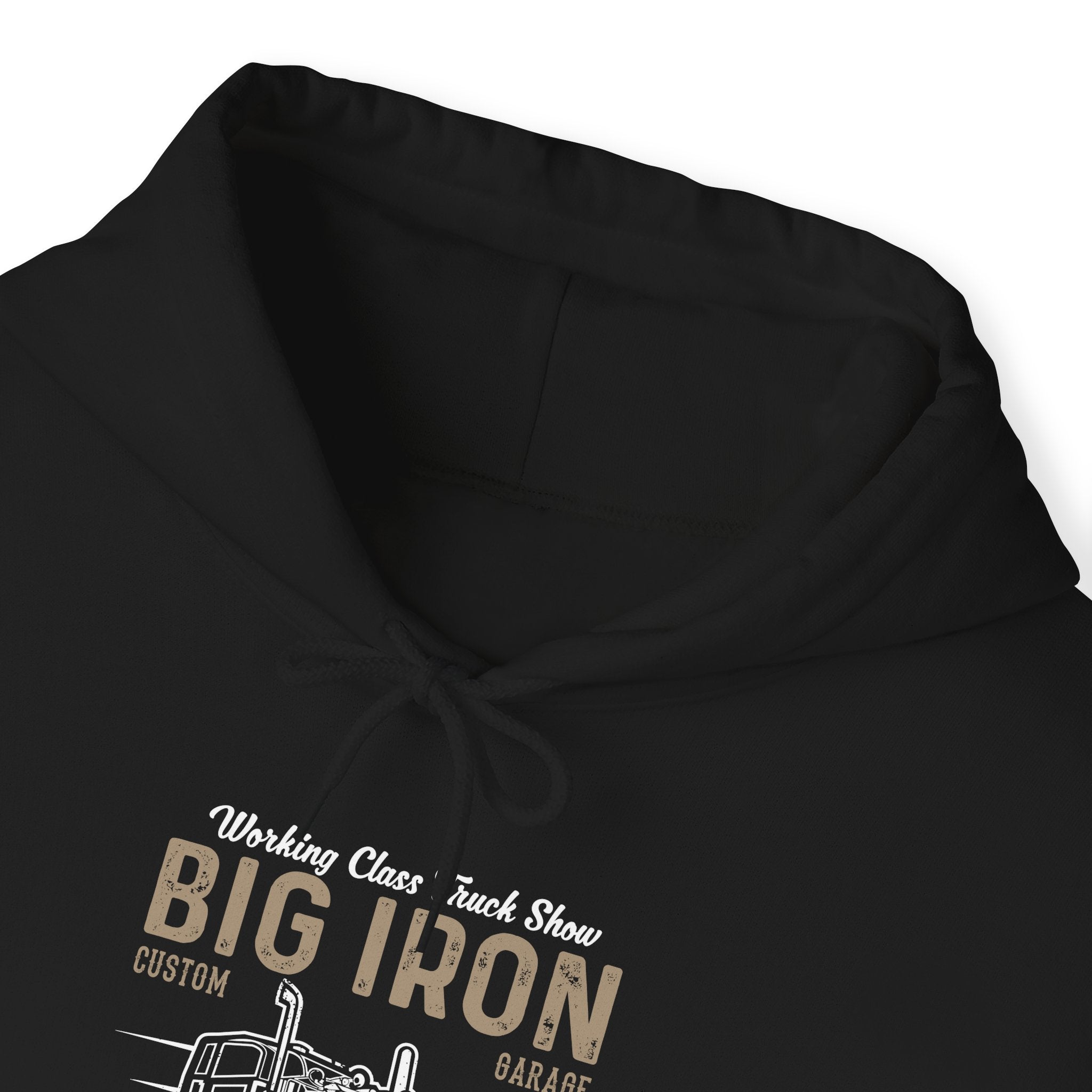 "BIG IRON CUSTOM GARAGE BIG TRUCK ENTHUSIASM" Unisex Heavy Blend™ Hooded Sweatshirt