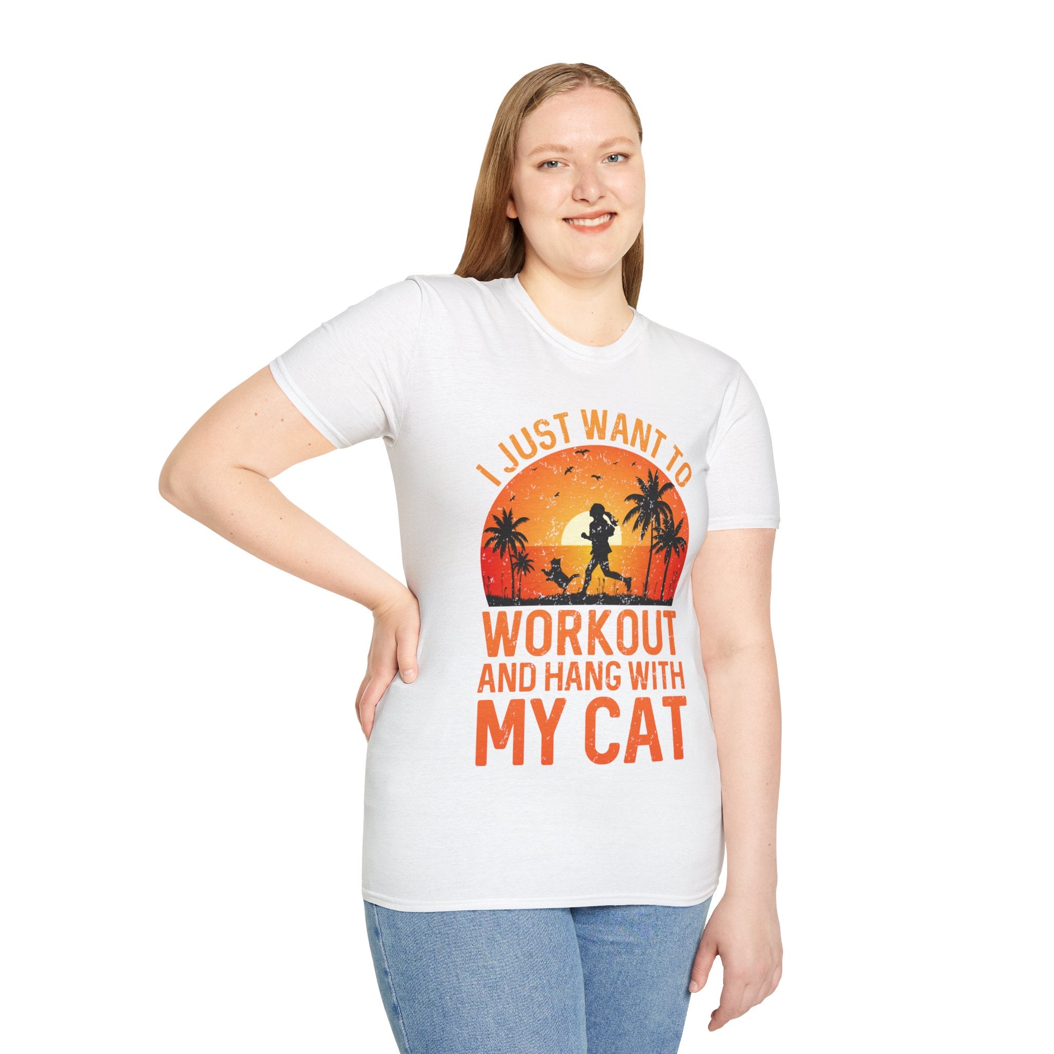 "I Just Want To Workout And Hang With My Cat"   Unisex Soft style T-Shirt