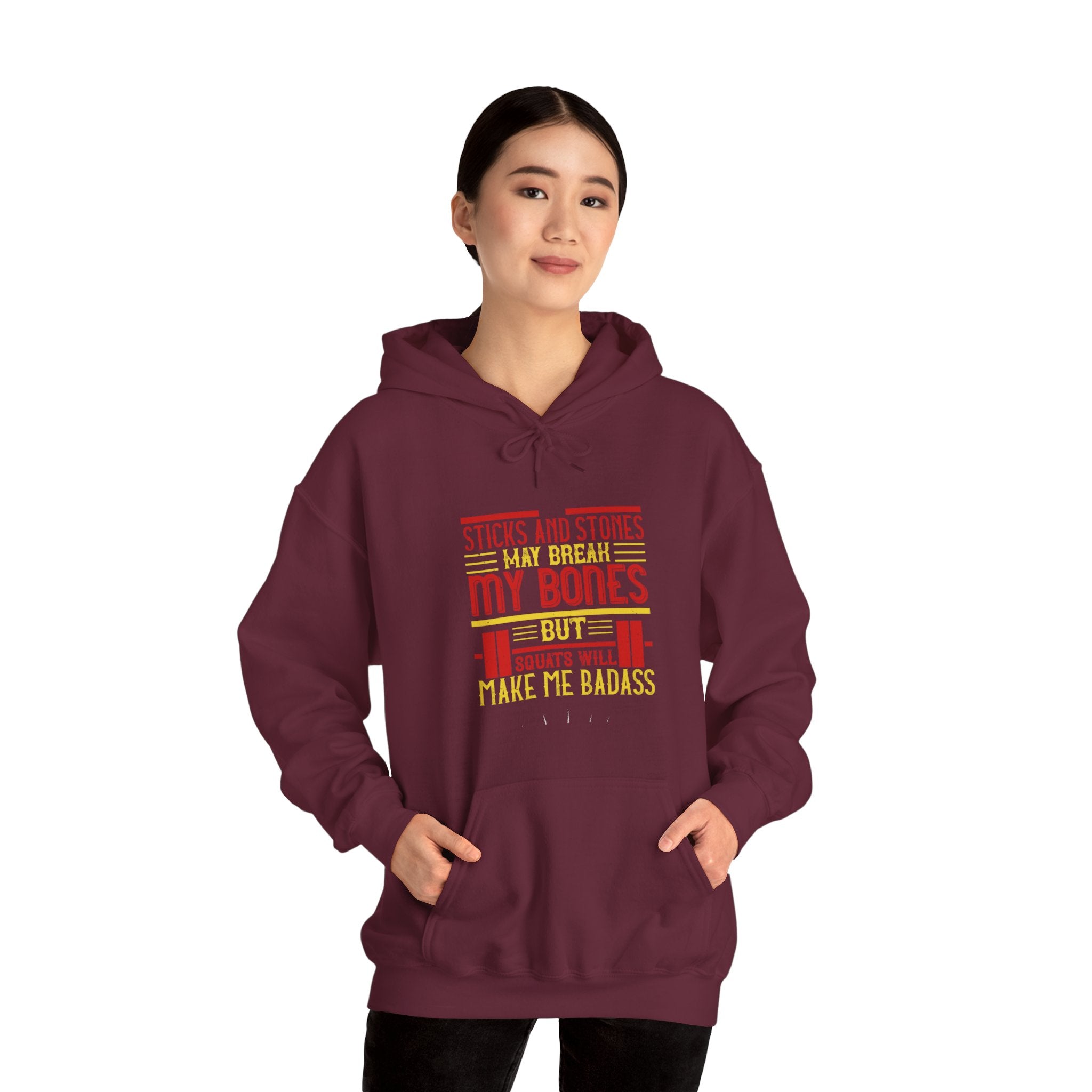 "Squats Will Make Me Badass"  Unisex Heavy Blend™ Hooded Sweatshirt