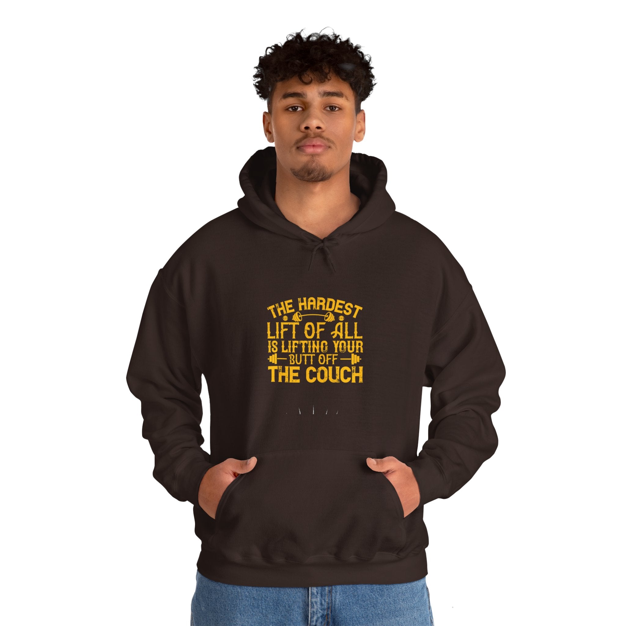 "The hardest lift of all is lifting your butt off the couch"  Unisex Heavy Blend™ Hooded Sweatshirt