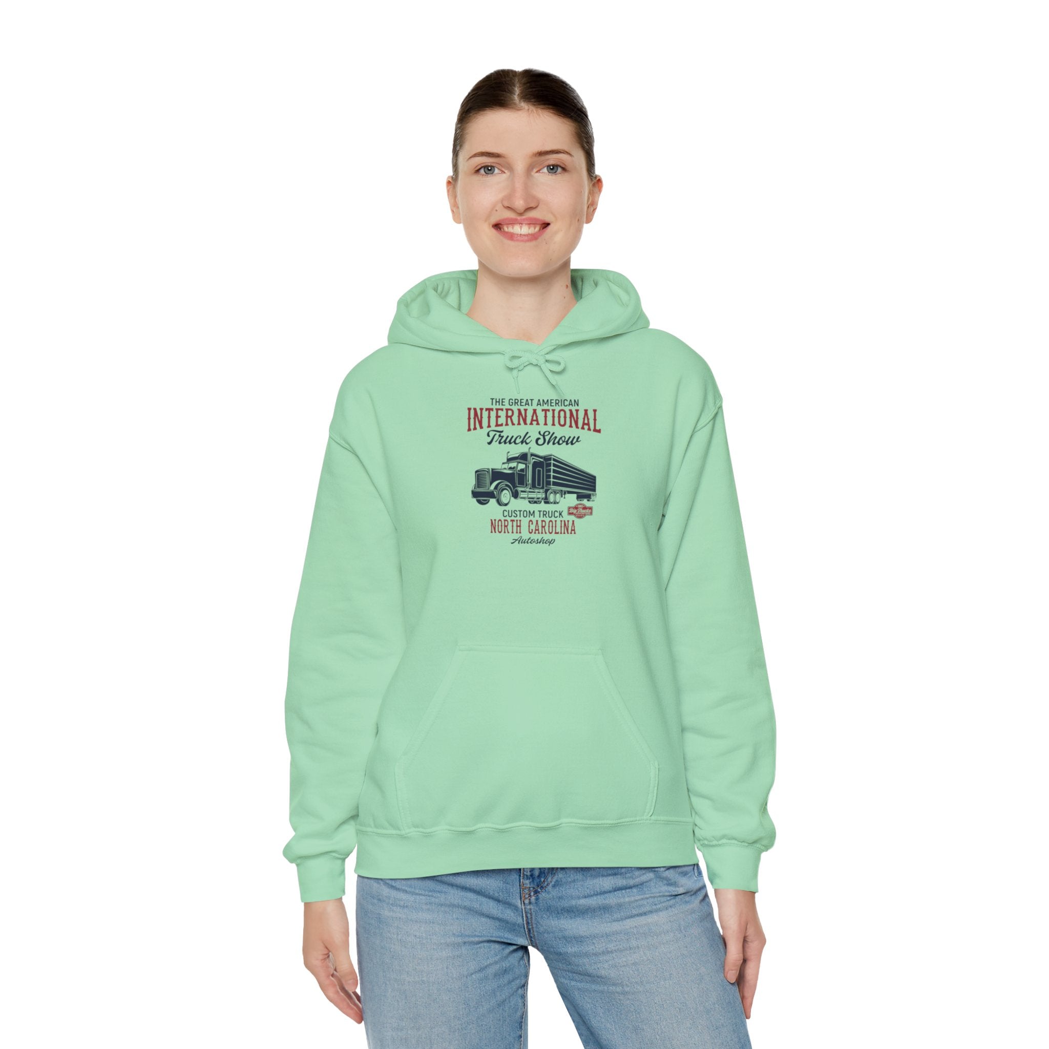 "THE GREAT AMERICAN INTERNATIONAL TRUCK SHOW CUSTOM TRUCK NORTH CALIFORNIA AUTO SHOP" Unisex Heavy Blend™ Hooded Sweatshirt