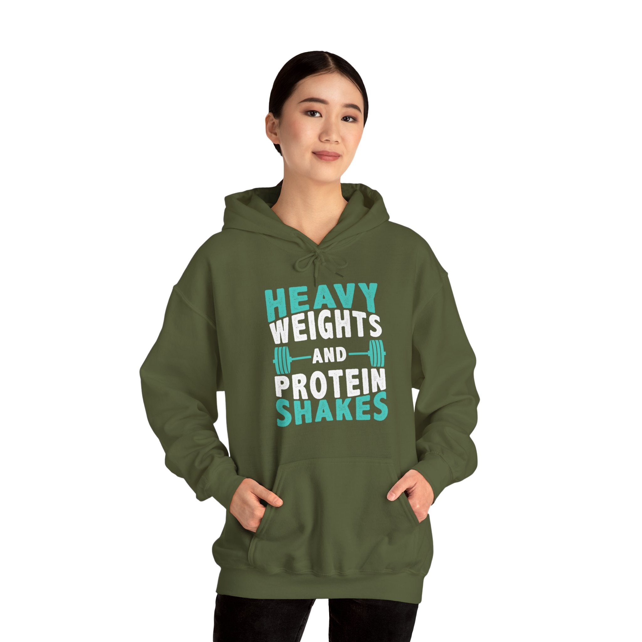 "Heavy Weights And Proteins Shakes" Unisex Heavy Blend™ Hooded Sweatshirt