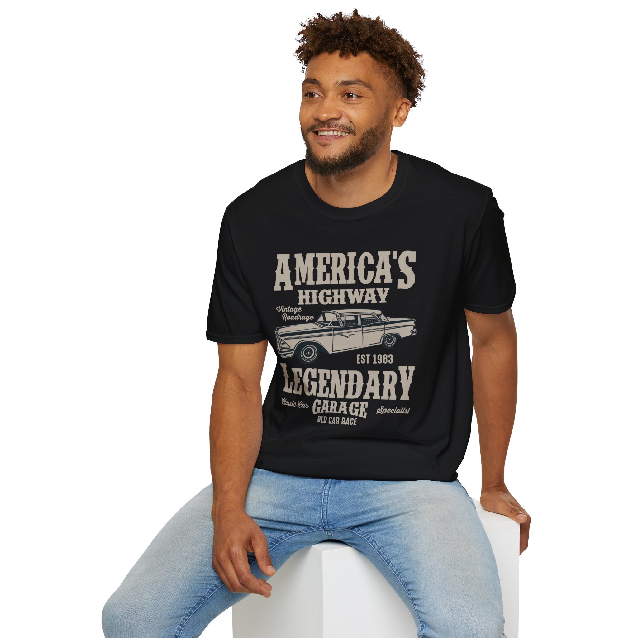 "AMERICA'S HIGHWAY LEGENDARY GARAGE" Unisex Soft style T-Shirt