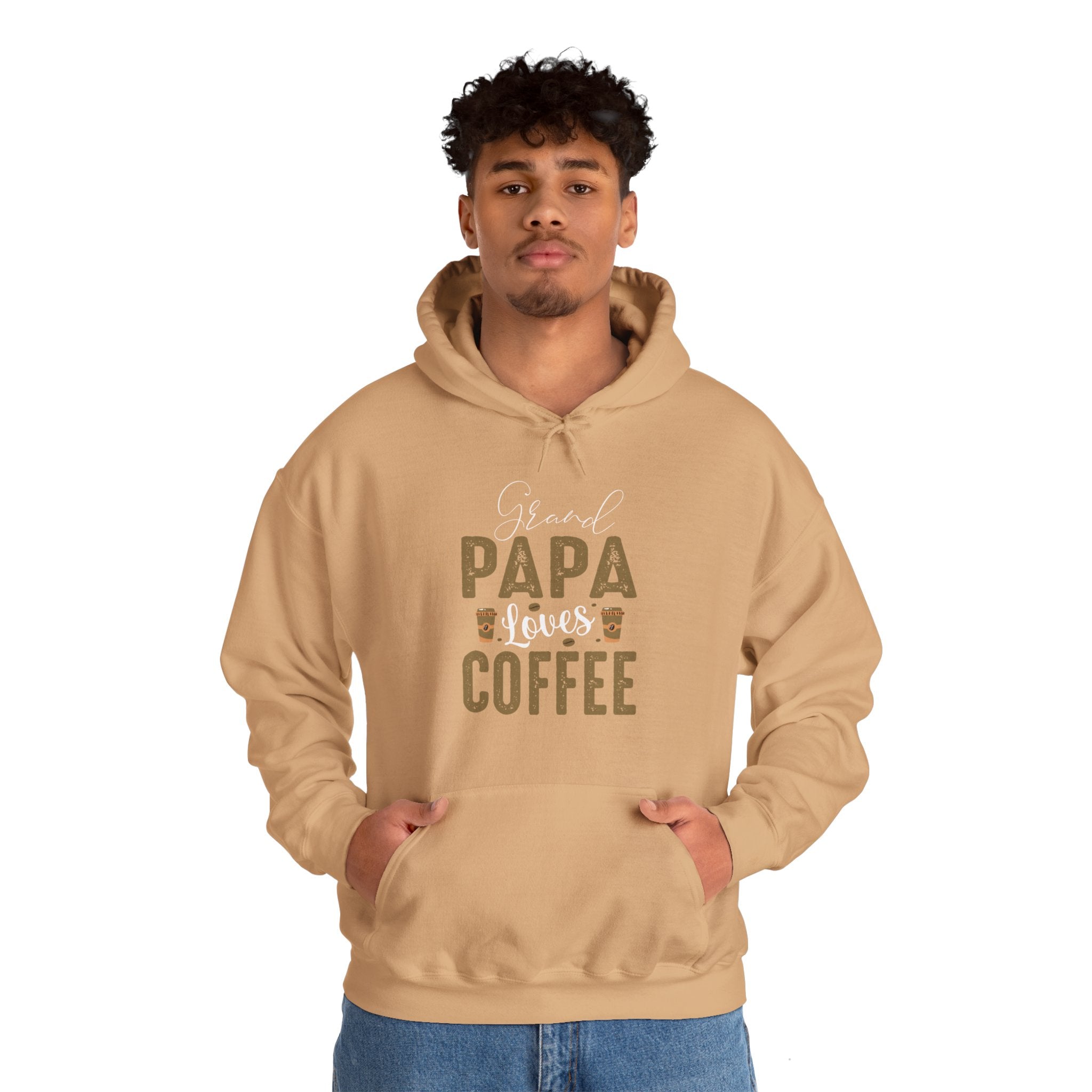 "GRAND PAPA LOVES COFFEE" Unisex Heavy Blend™ Hooded Sweatshirt