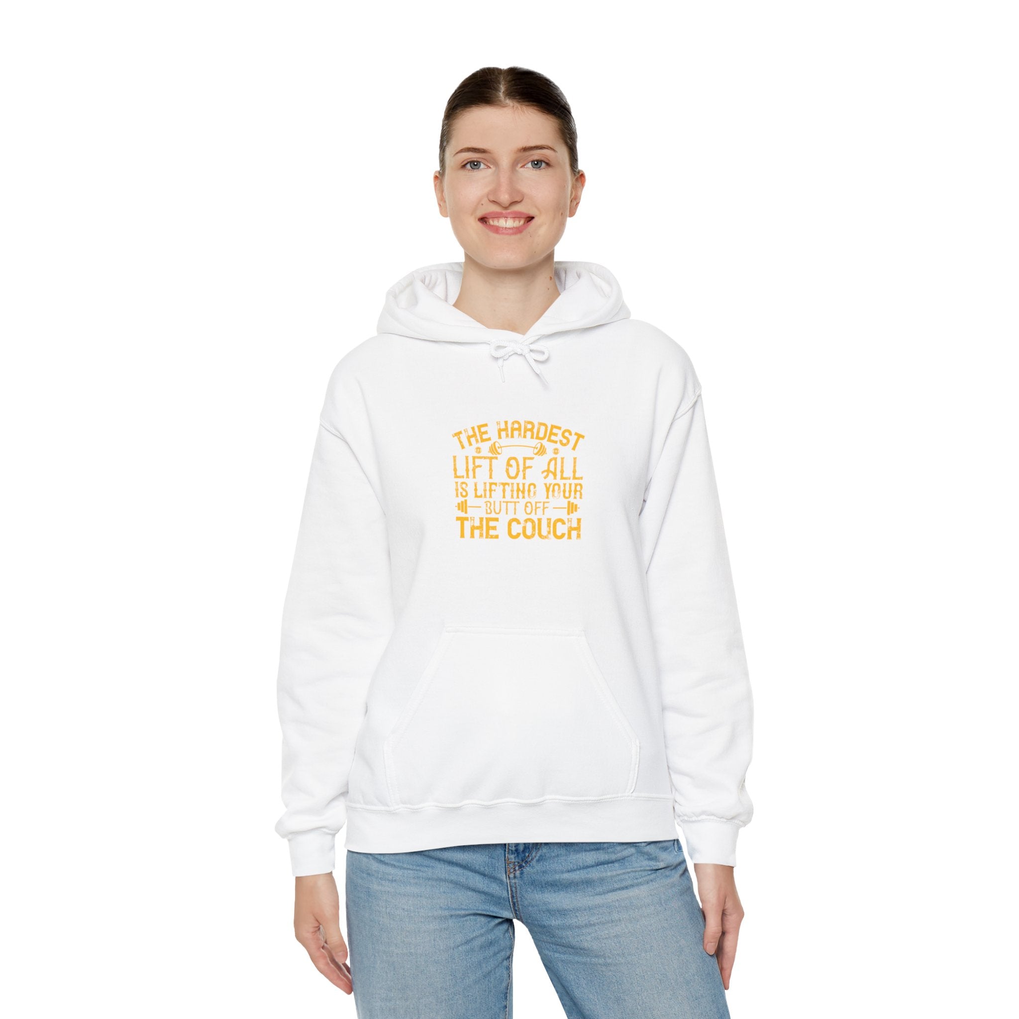 "The hardest lift of all is lifting your butt off the couch"  Unisex Heavy Blend™ Hooded Sweatshirt