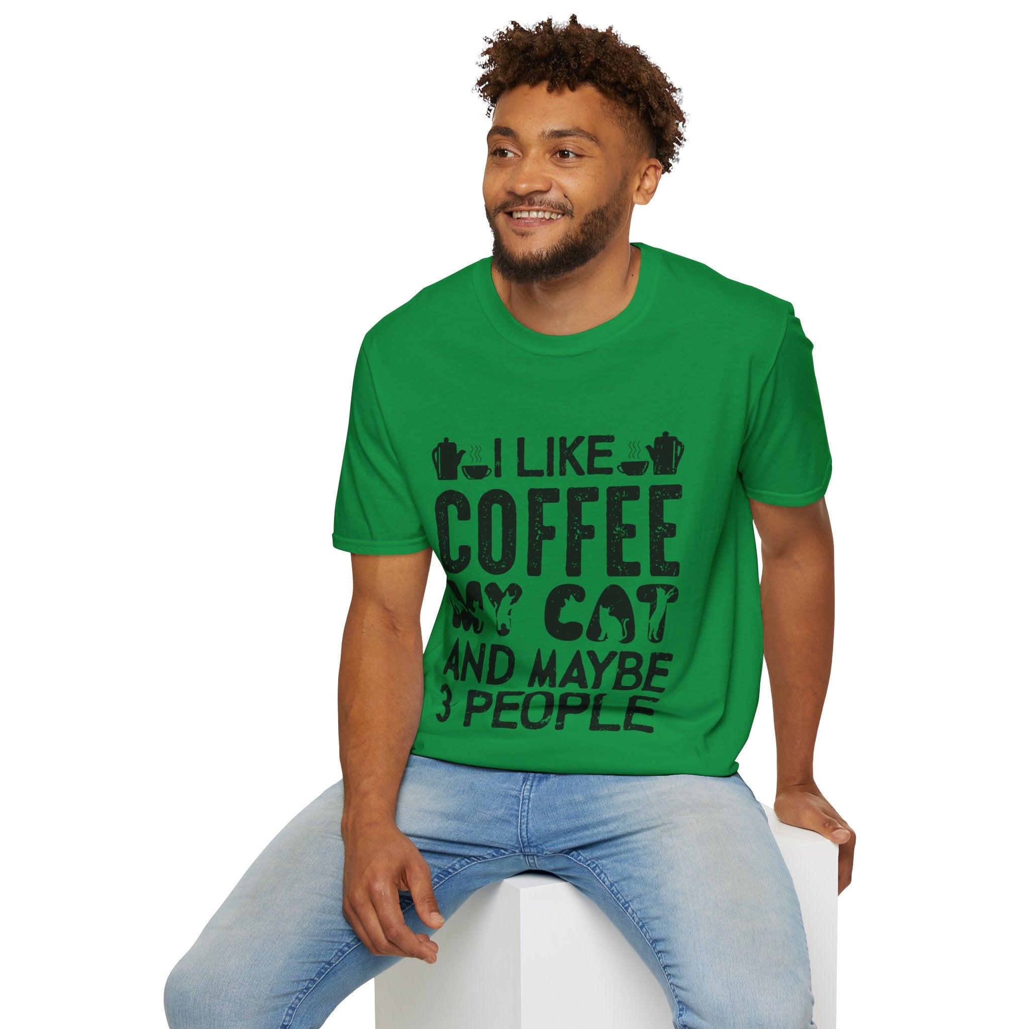 "I LIKE COFFEE MY CAT AND MAYBE 3 PEOPLE" Unisex Soft style T-Shirt