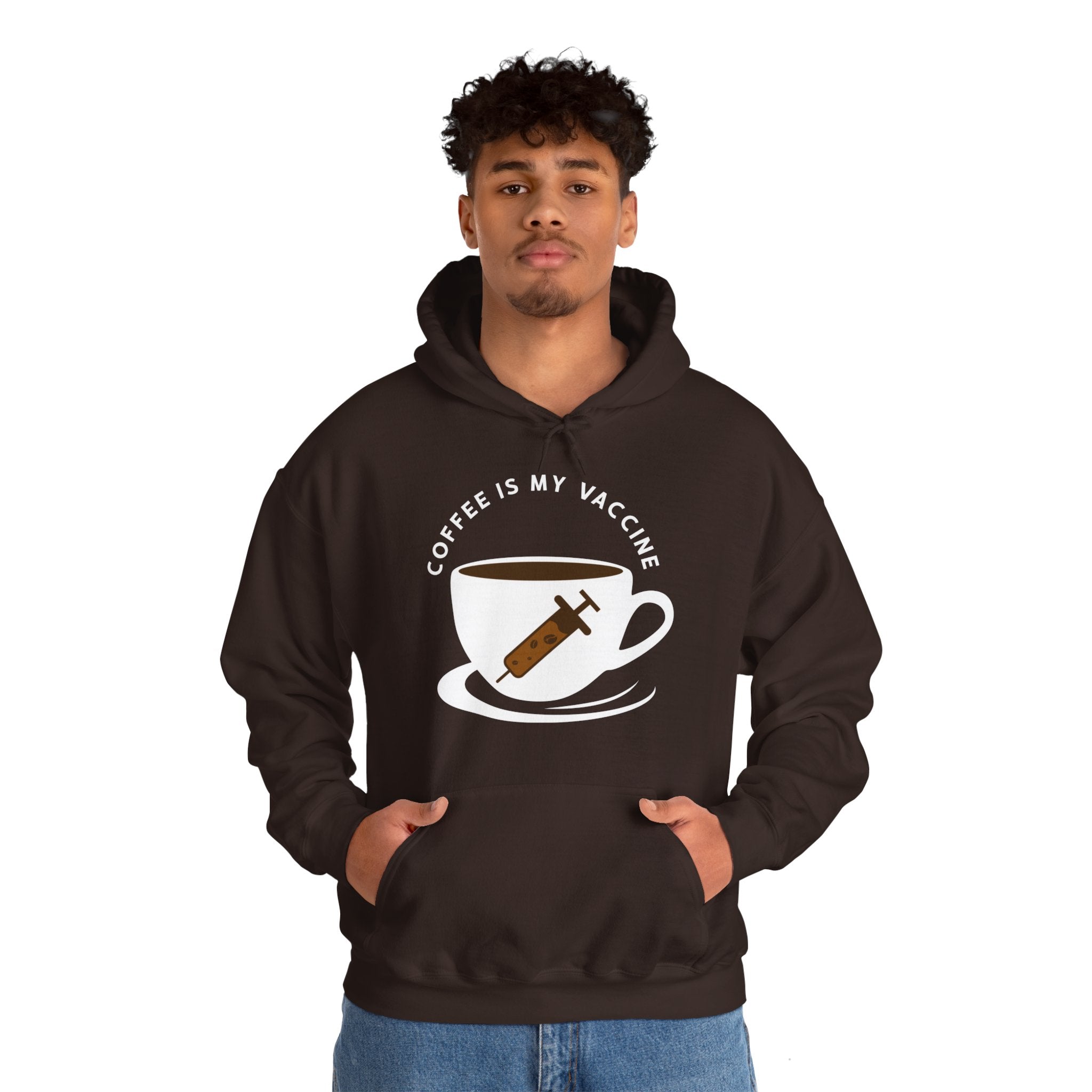 "COFFEE IS MY VACCINE" Unisex Heavy Blend™ Hooded Sweatshirt