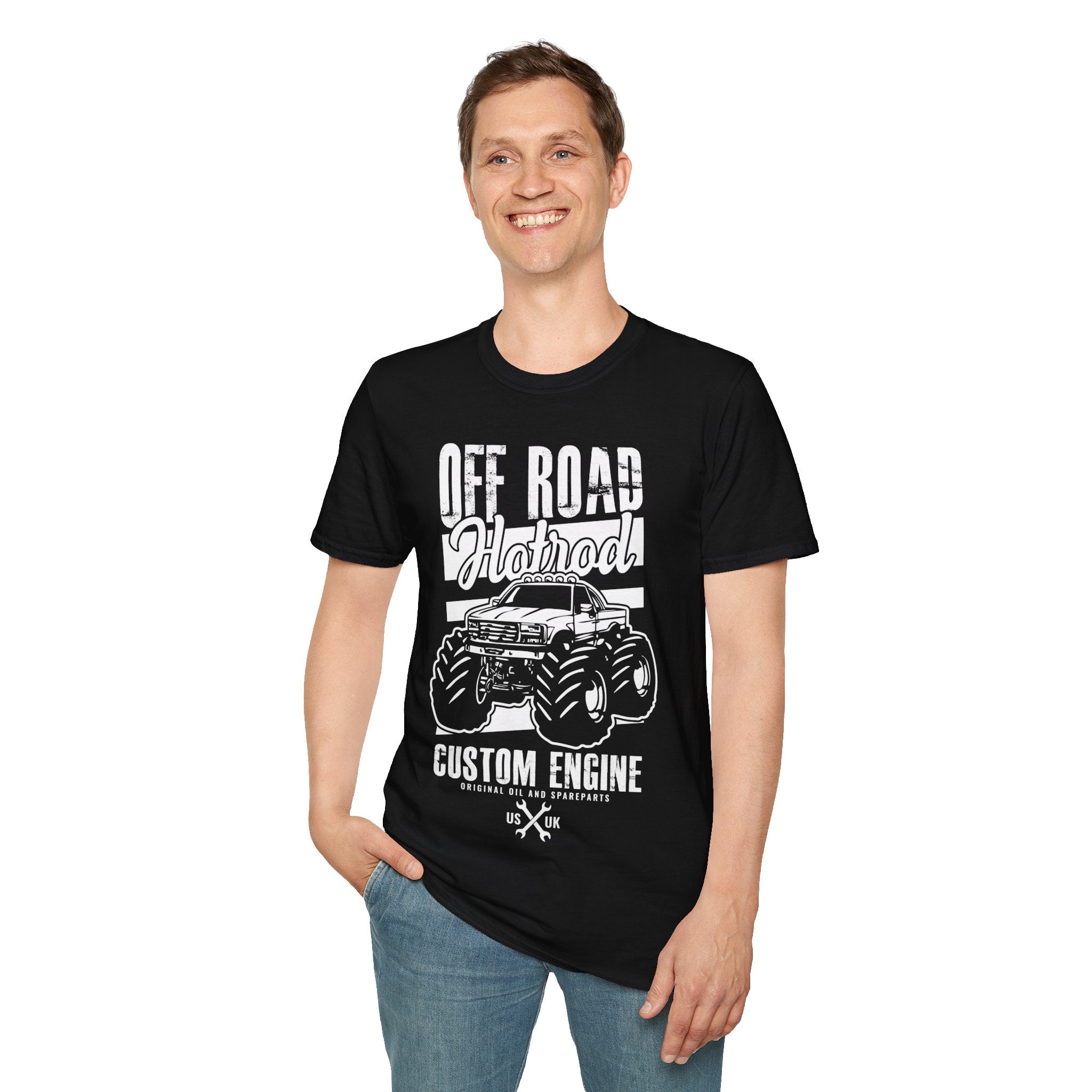 "OFF ROAD HOTROD CUSTOM ENGINE ORIGINAL OIL AND SPARE PARTS US UK" Unisex Soft style T-Shirt