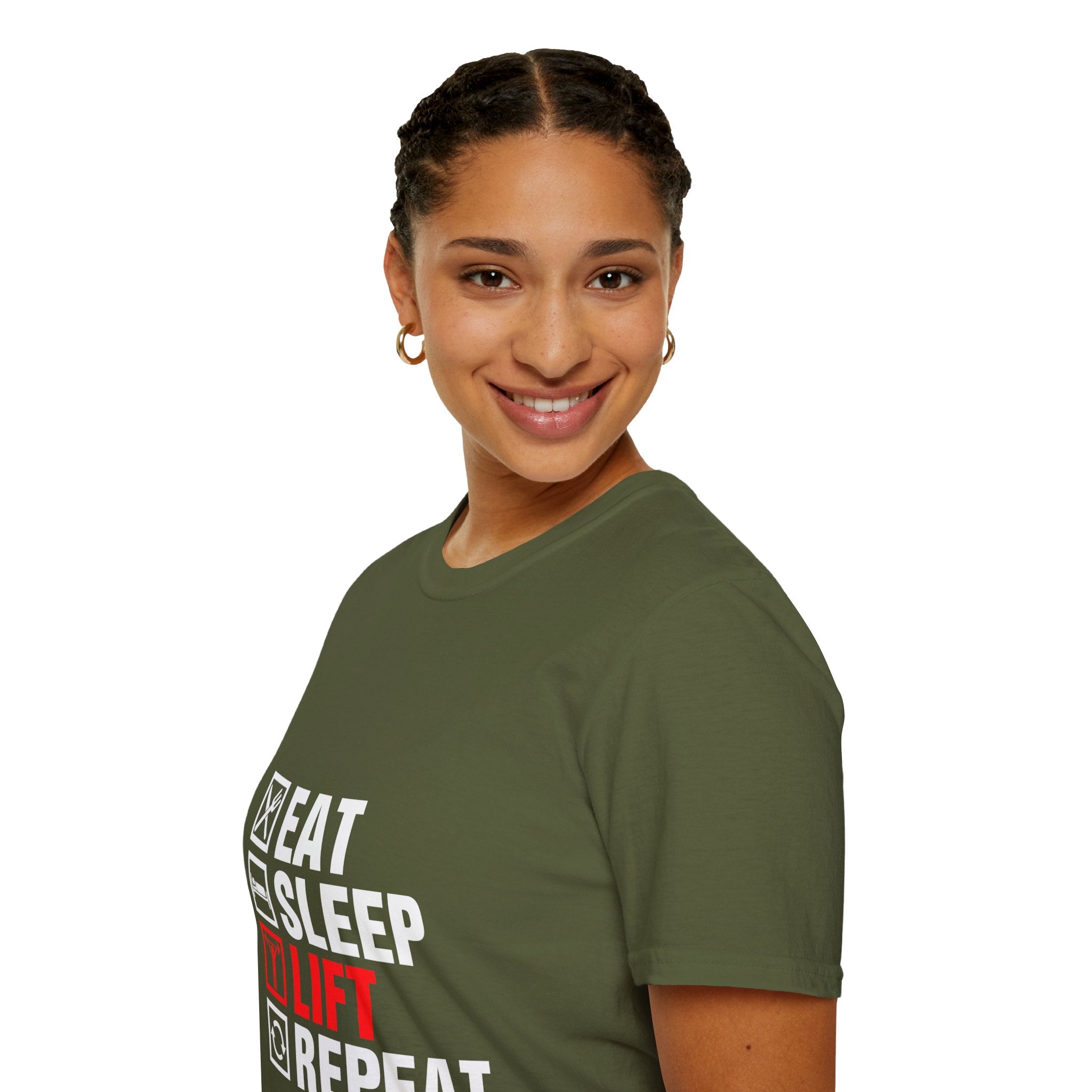 "Eat Sleep Lift Repeat" Unisex Soft Style T-Shirt