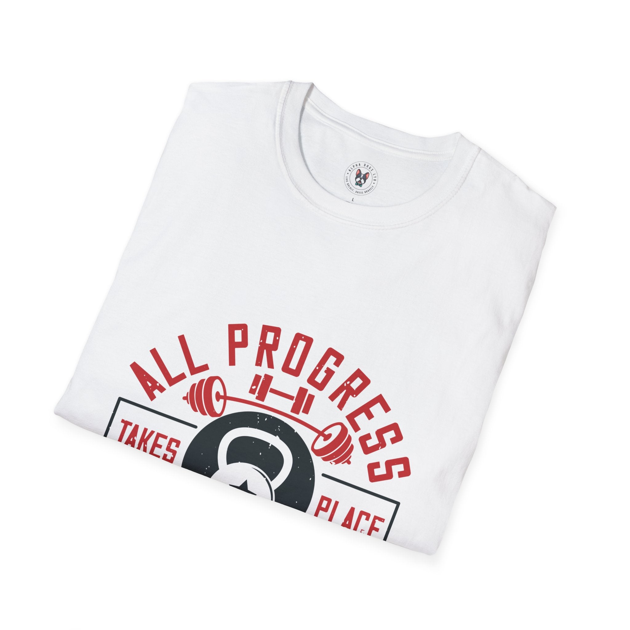 "All ProgressTakes Place Outside Of Comfort Zone" Unisex Soft style T-Shirt