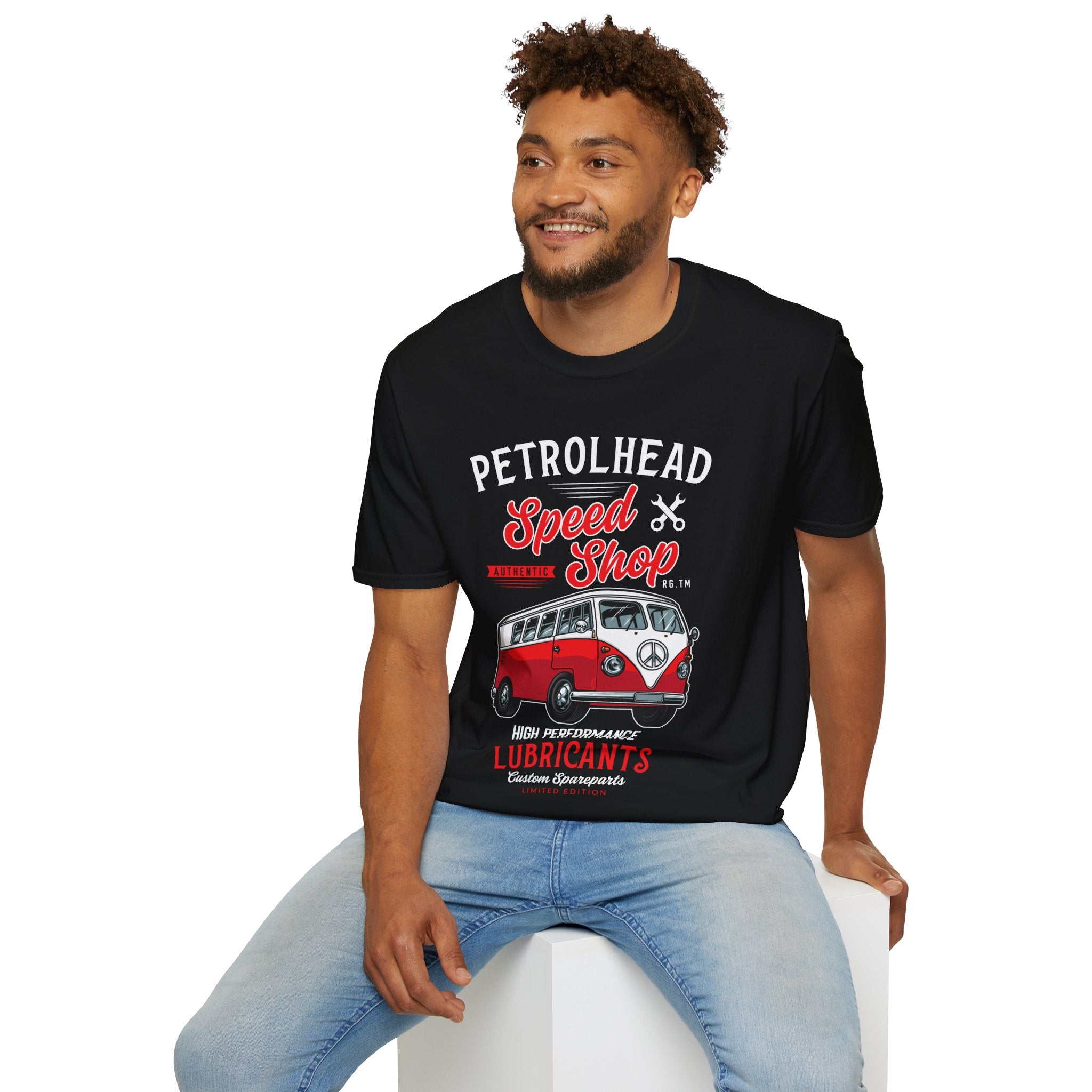 "PETROLHEAD SPEED SHOP LUBRICANTS" Unisex Soft style T-Shirt