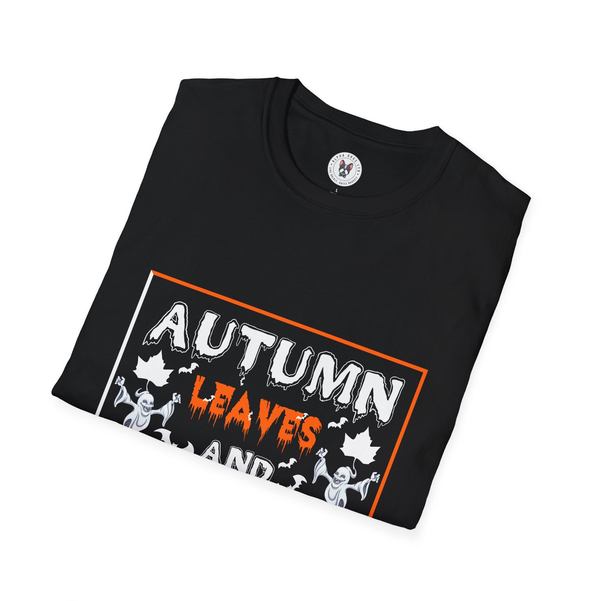 "AUTUMN LEAVES AND PUMPKINS PLEASE" Unisex Soft style T-Shirt