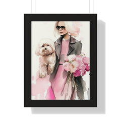 "BLONDE LADY MALTIPOO SUNGLASSES" Framed Vertical Poster