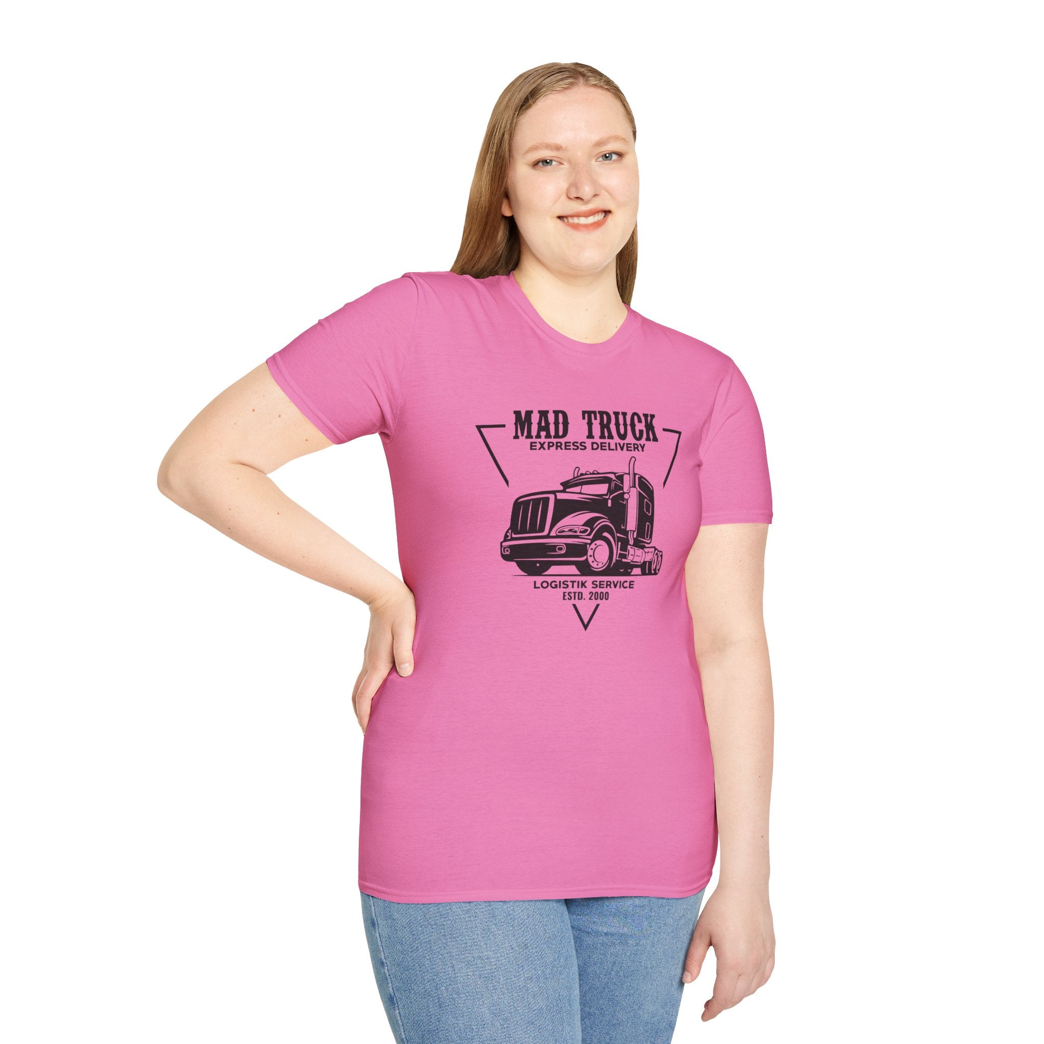 "MAD TRUCK EXPRESS DELIVERY LOGISTIK SERVICE ESTD. 2000" Unisex Soft style T-Shirt