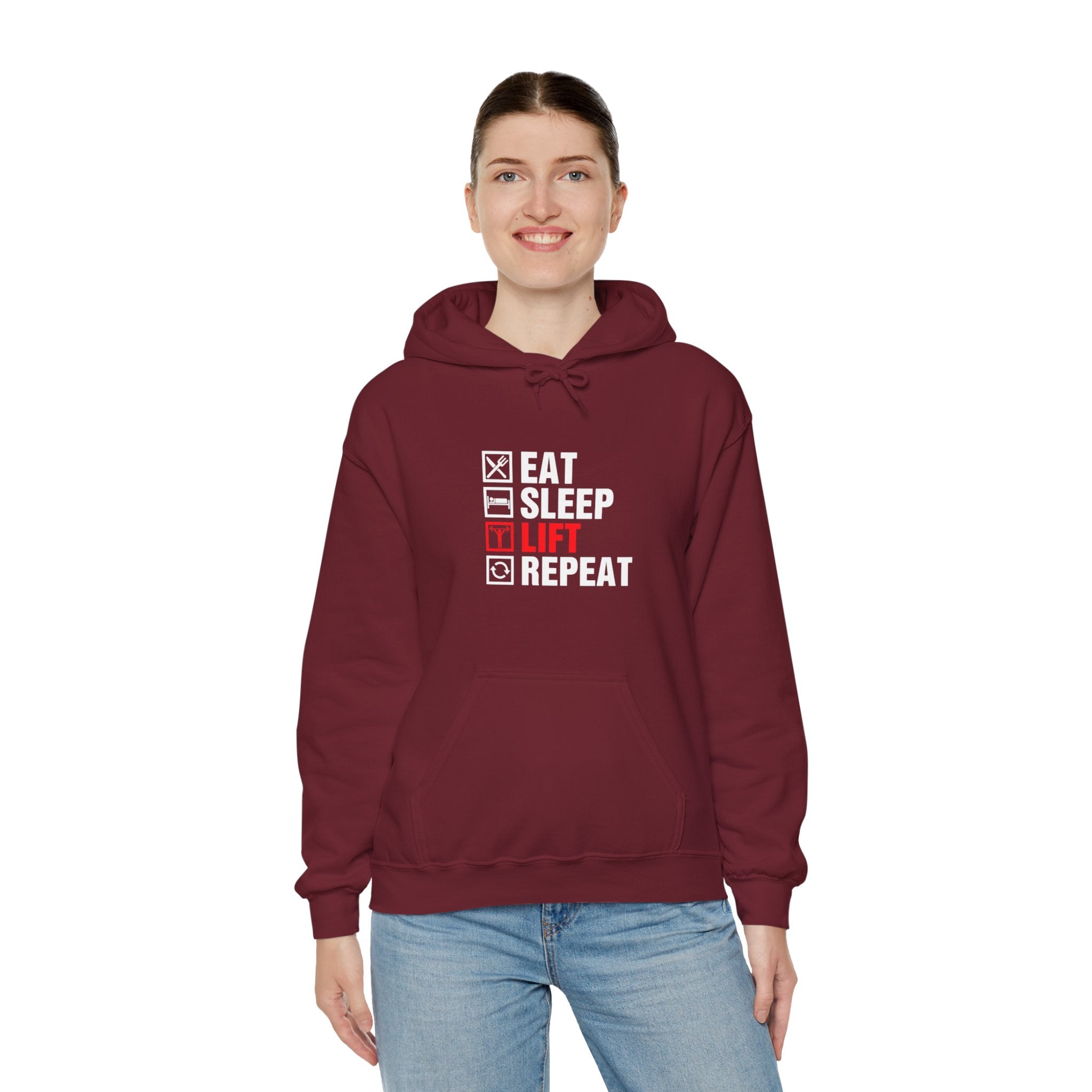 "Eat Sleep Lift Repeat" Unisex Heavy Blend™ Hooded Sweatshirt