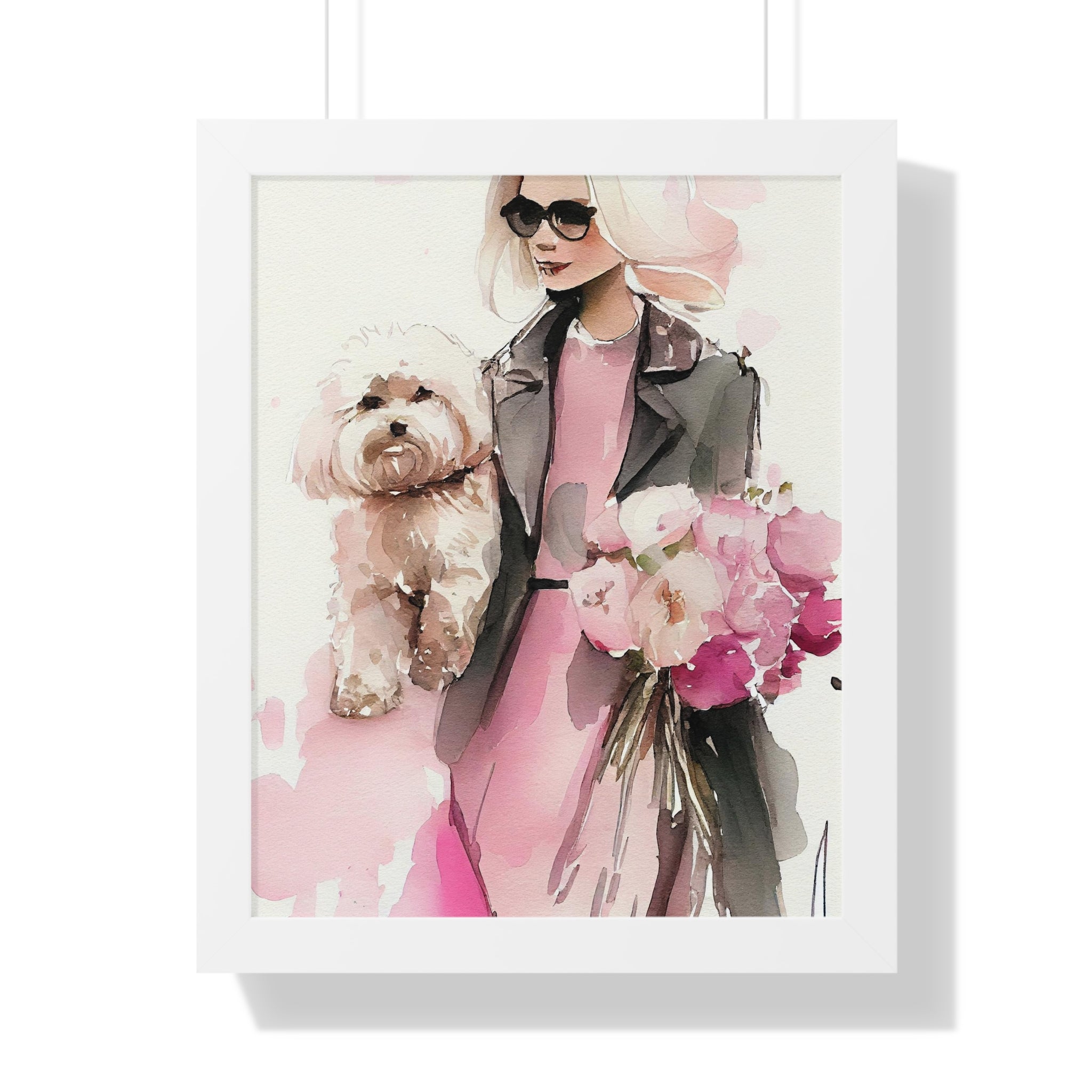 "BLONDE LADY MALTIPOO SUNGLASSES" Framed Vertical Poster