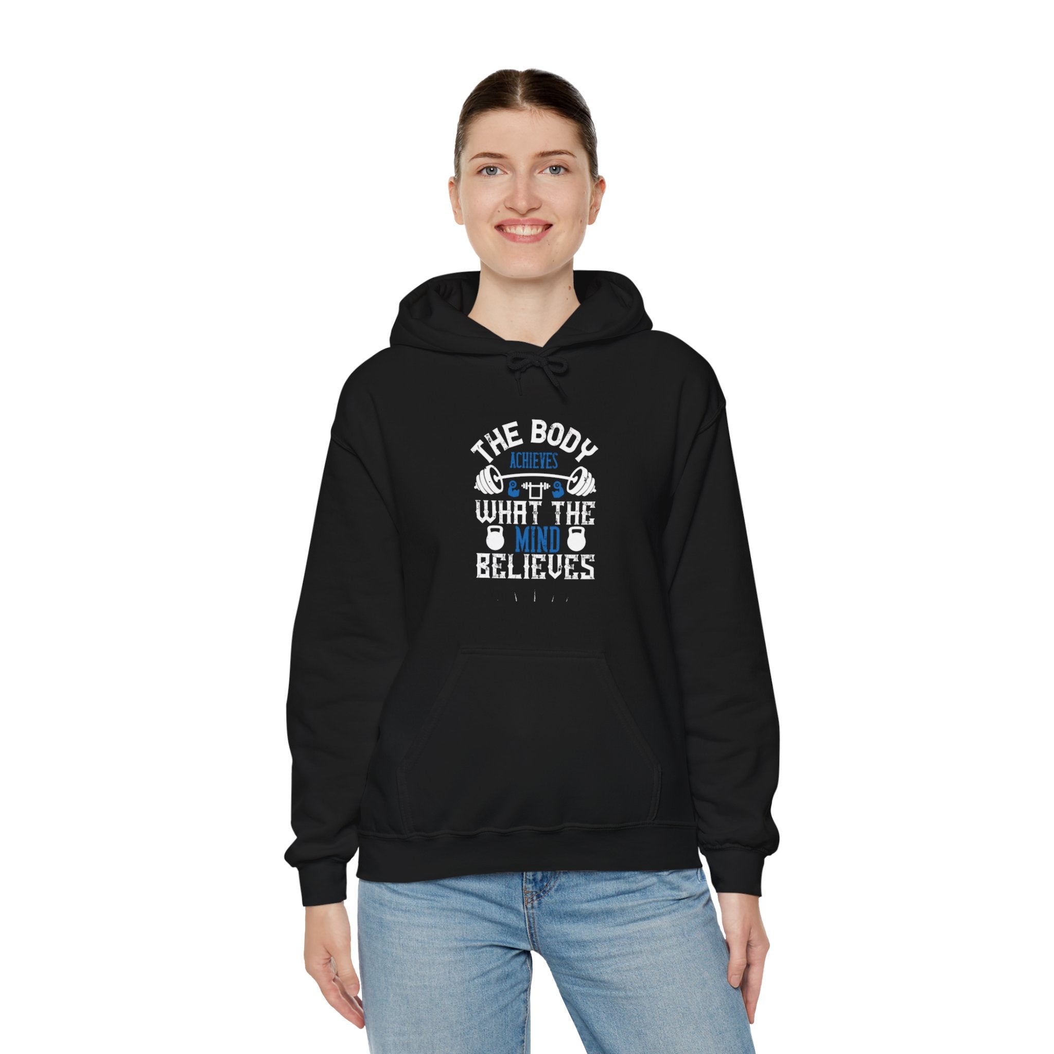 "The body achieves what the mind believes" Unisex Heavy Blend™ Hooded Sweatshirt