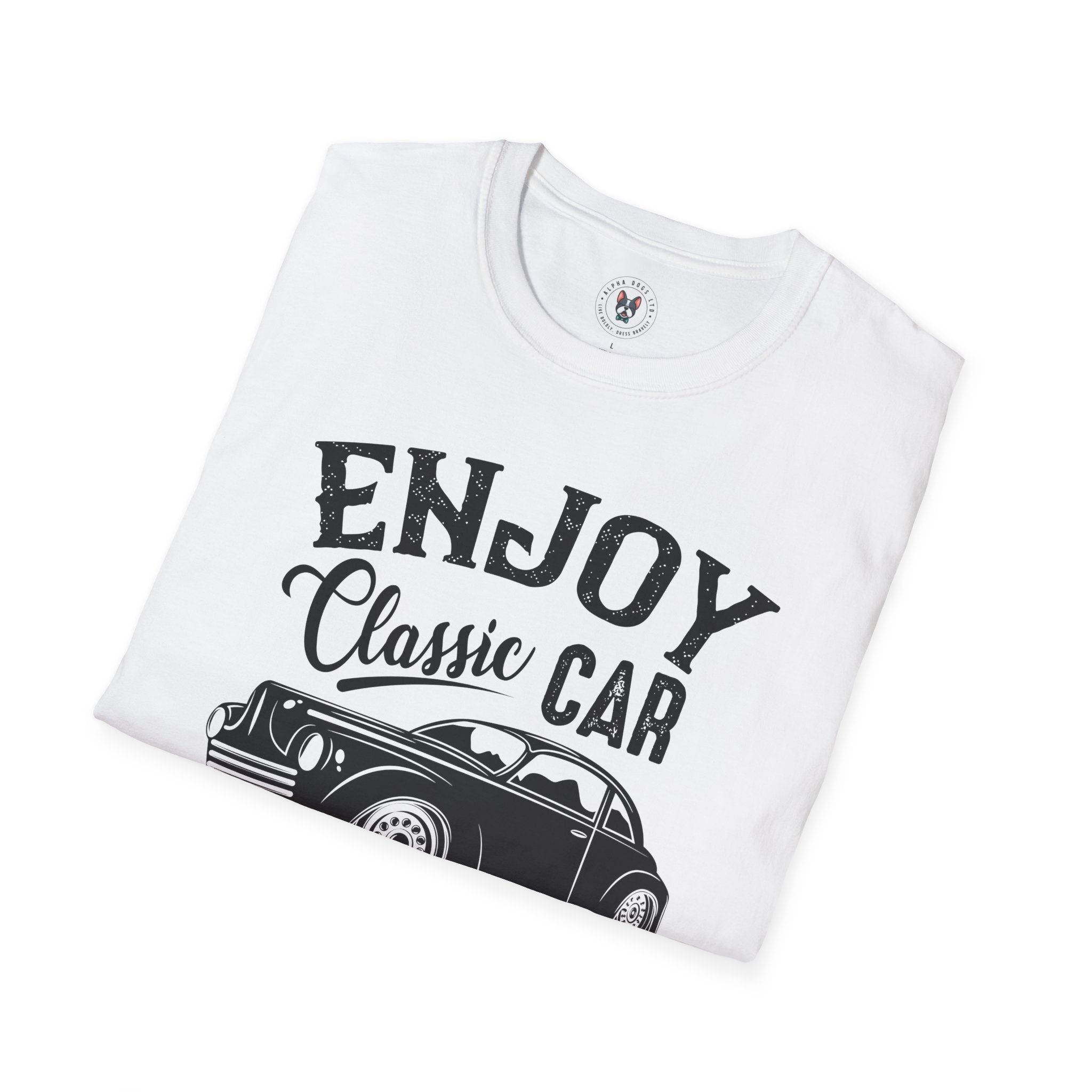 "ENJOY CLASSIC CAR VINTAGE RIDE COMMUNITY AIR-COOLED" Unisex Soft style T-Shirt