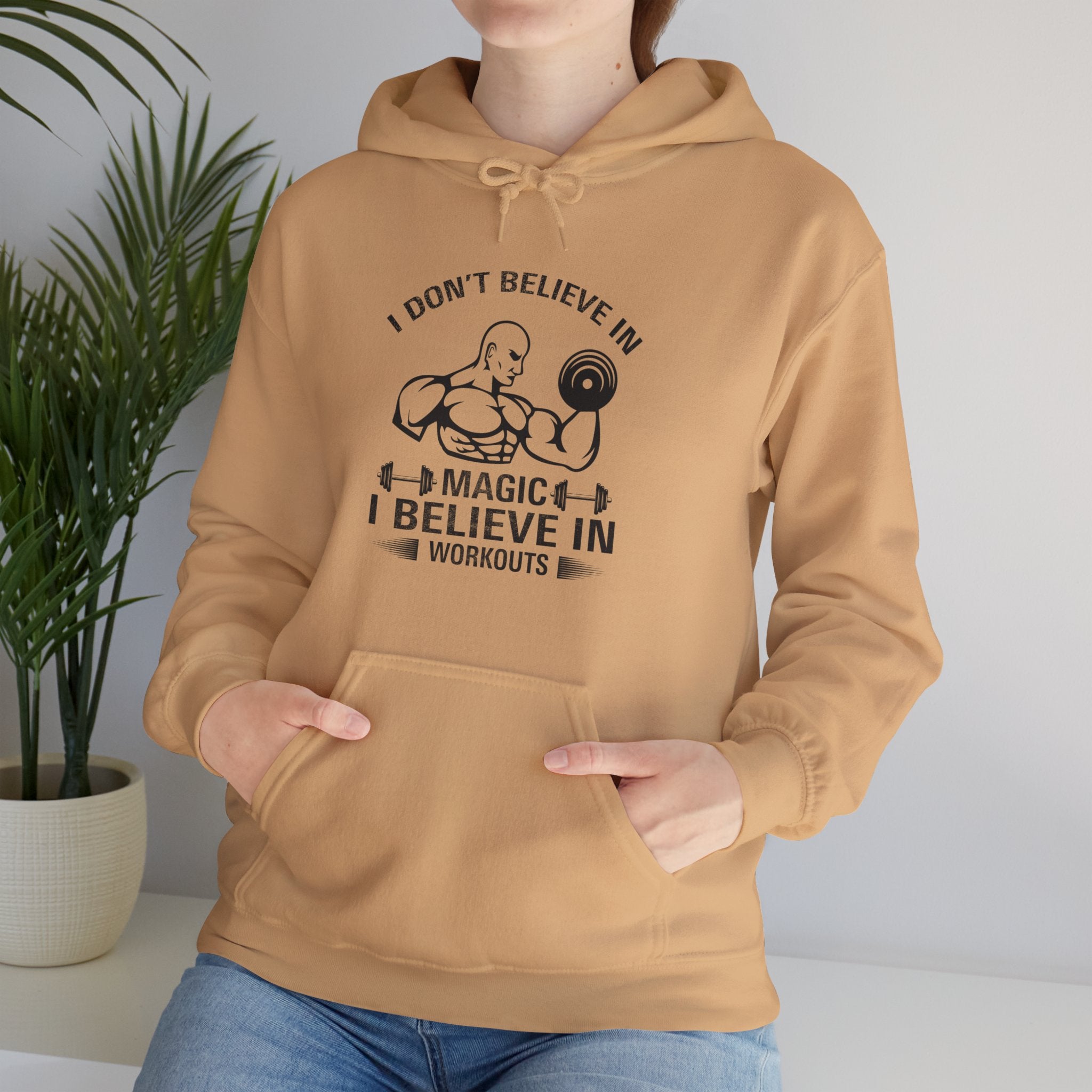 "I Don't Believe In Magic I Believe In Workouts" Unisex Heavy Blend™ Hooded Sweatshirt