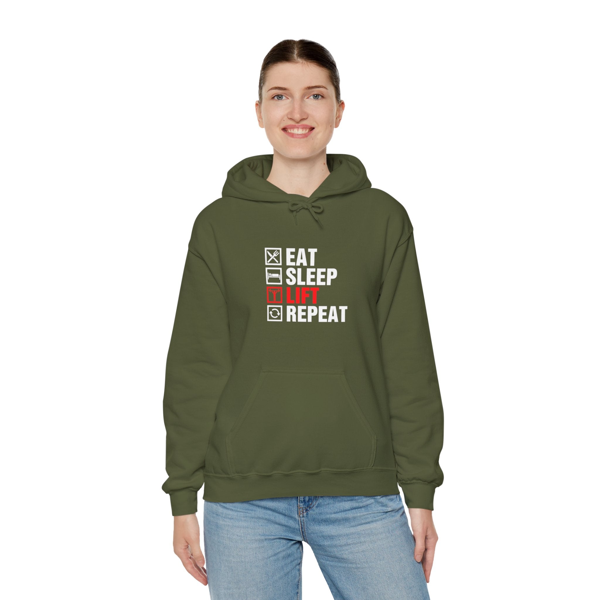 "Eat Sleep Lift Repeat" Unisex Heavy Blend™ Hooded Sweatshirt