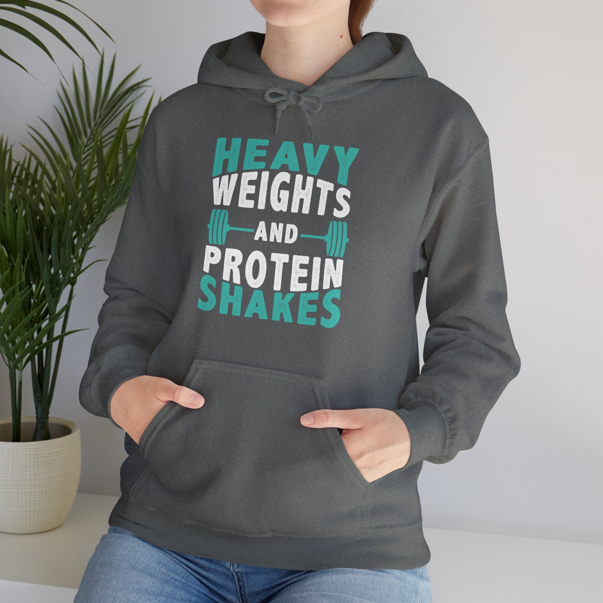 "Heavy Weights And Proteins Shakes" Unisex Heavy Blend™ Hooded Sweatshirt