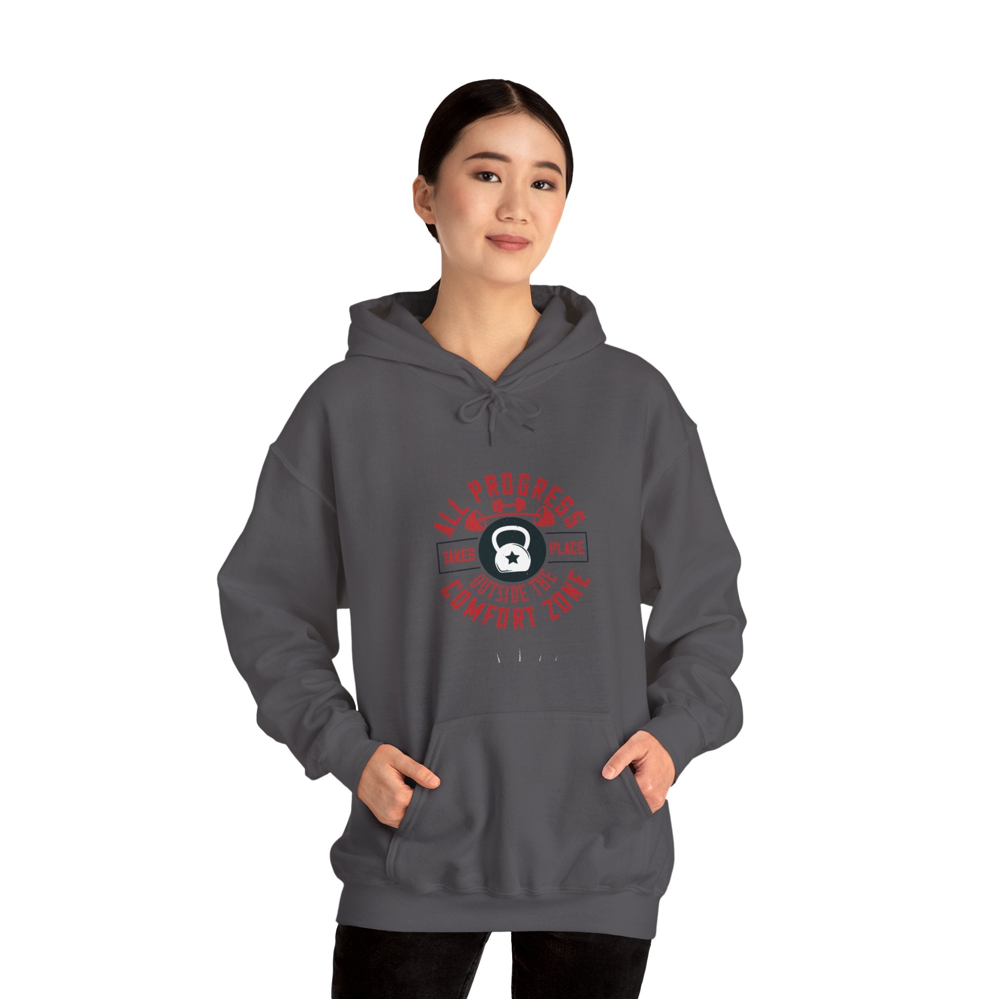 "All ProgressTakes Place Outside Of Comfort Zone" Unisex Heavy Blend™ Hooded Sweatshirt