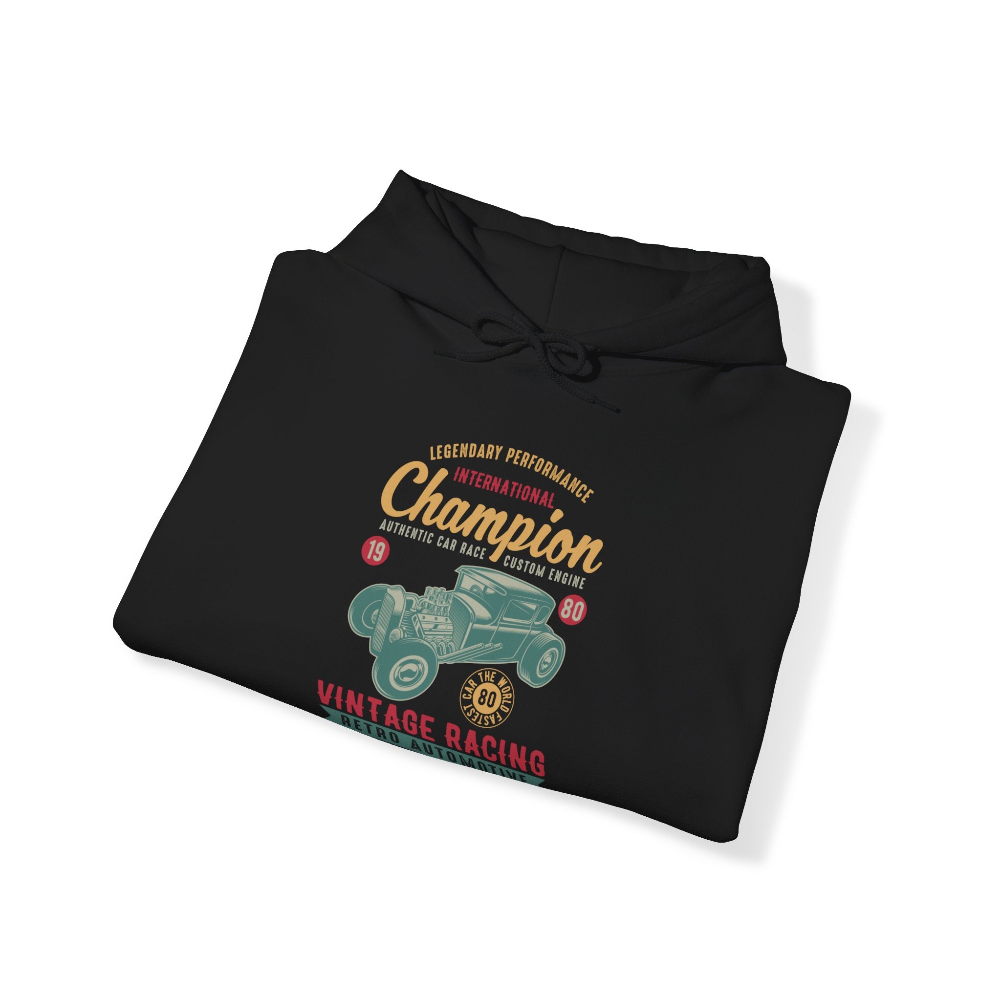 "CHAMPION VINTAGE RACING RETRO AUTOMATIVE BORN TO RACE" Unisex Heavy Blend™ Hooded Sweatshirt