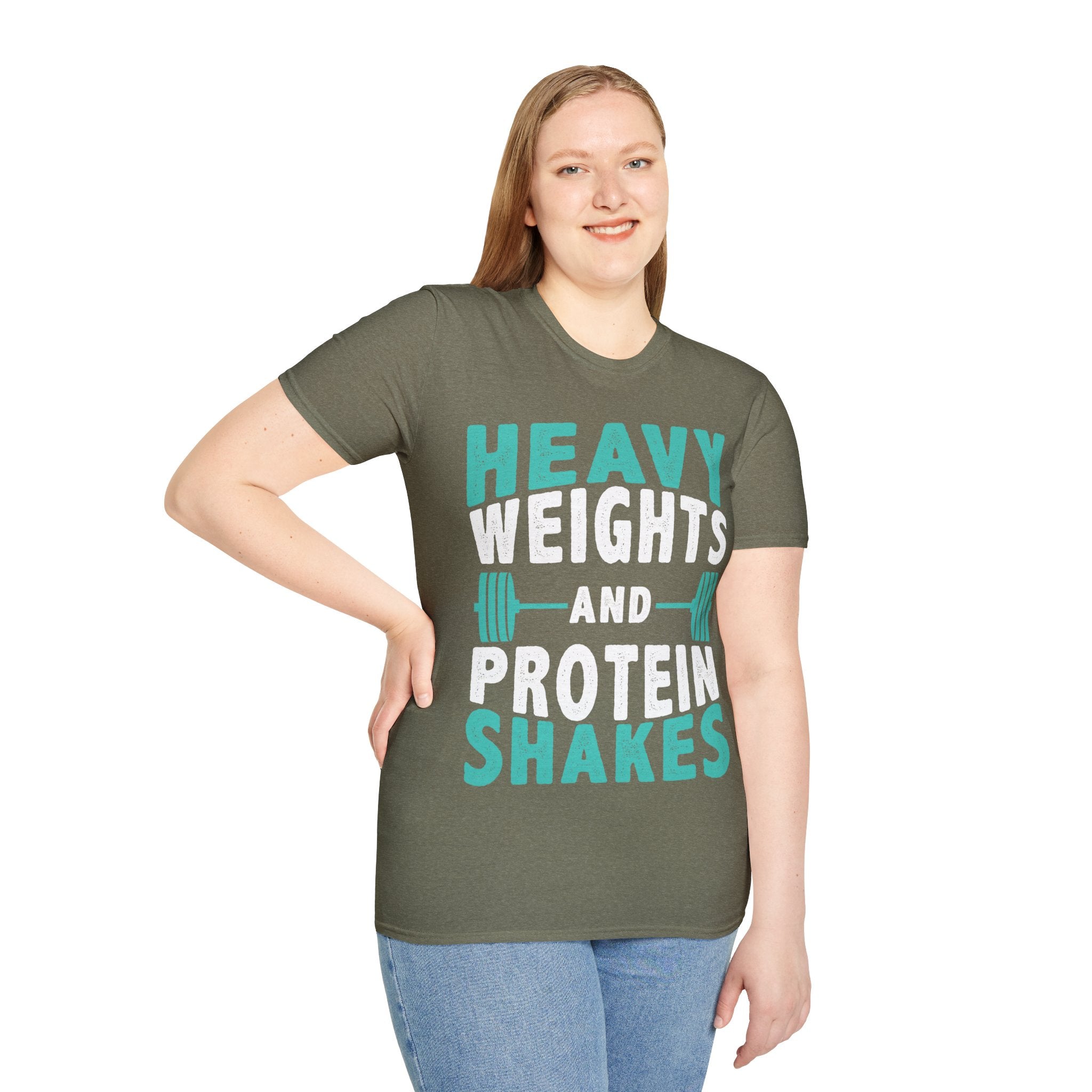 "Heavy Weights And Proteins Shakes" Unisex Soft Style T-Shirt