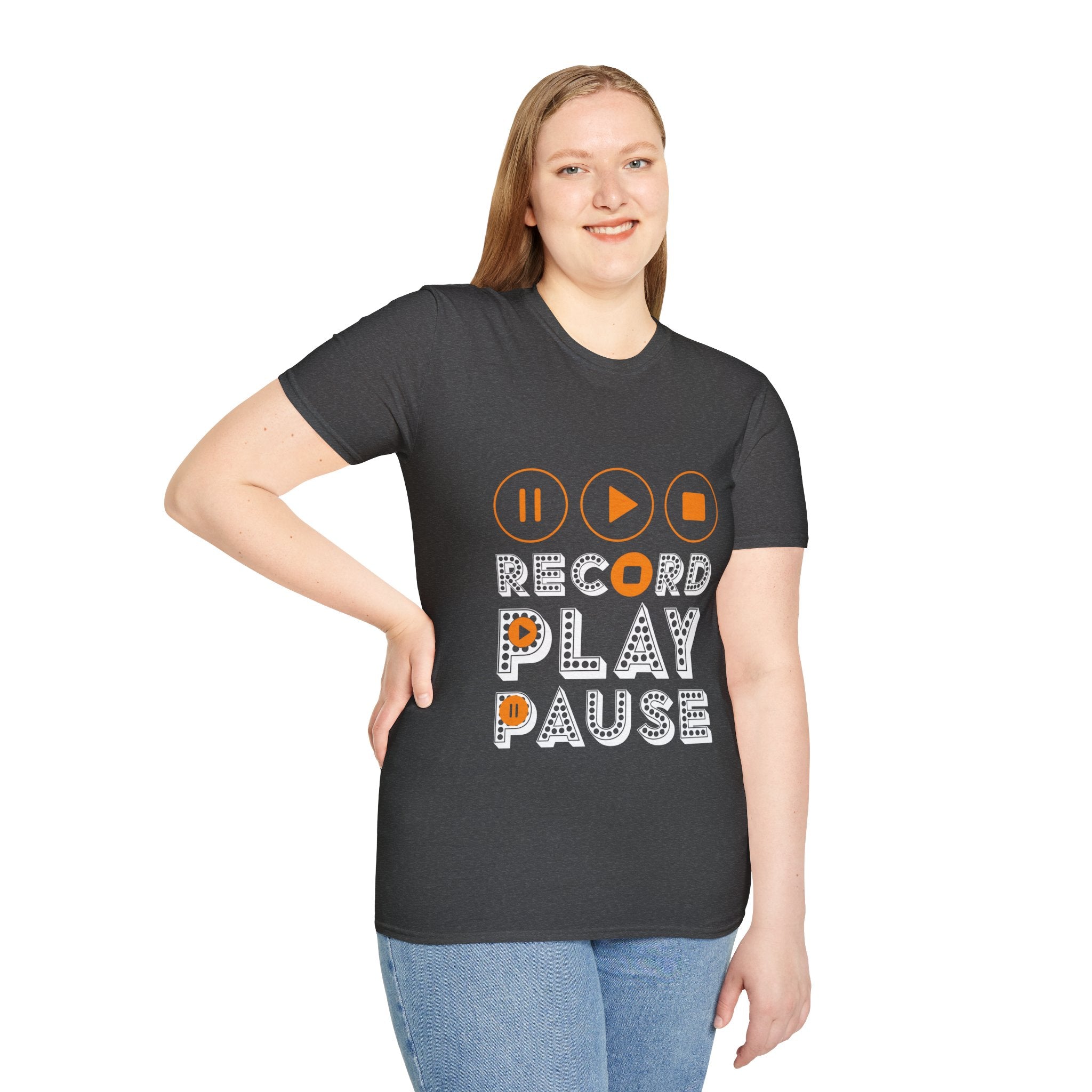 "Record Play Pause" Unisex Soft style T-Shirt