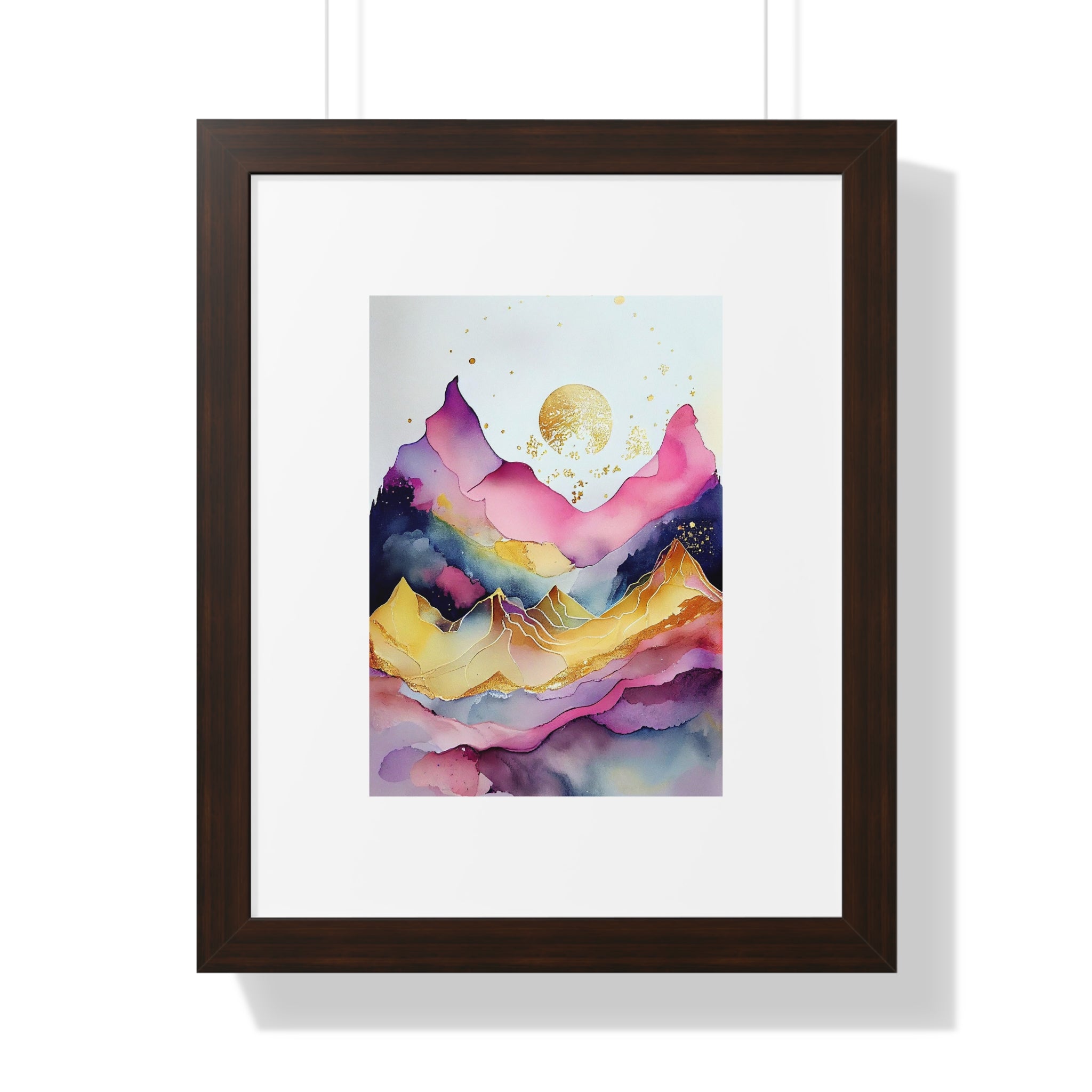 "ABSTRACT ALCOHOLIC INK MOUNTAIN" Framed Vertical Poster