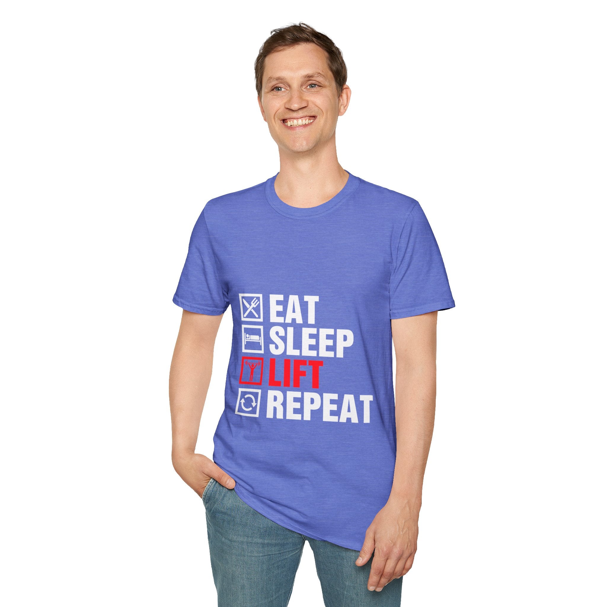 "Eat Sleep Lift Repeat" Unisex Soft Style T-Shirt