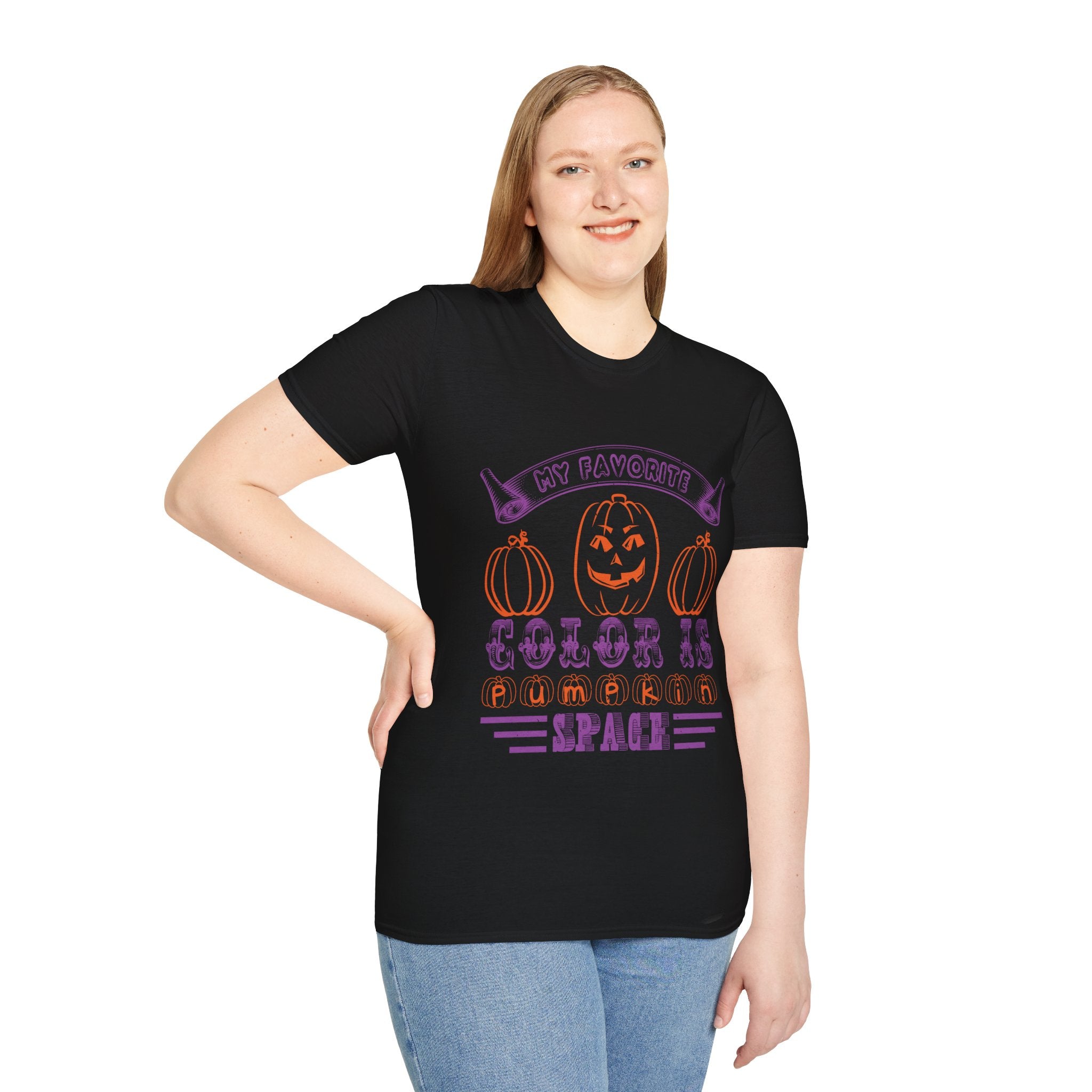 "MY FAVORITE COLOR IS PUMPKIN SPACE" Unisex Soft style T-Shirt